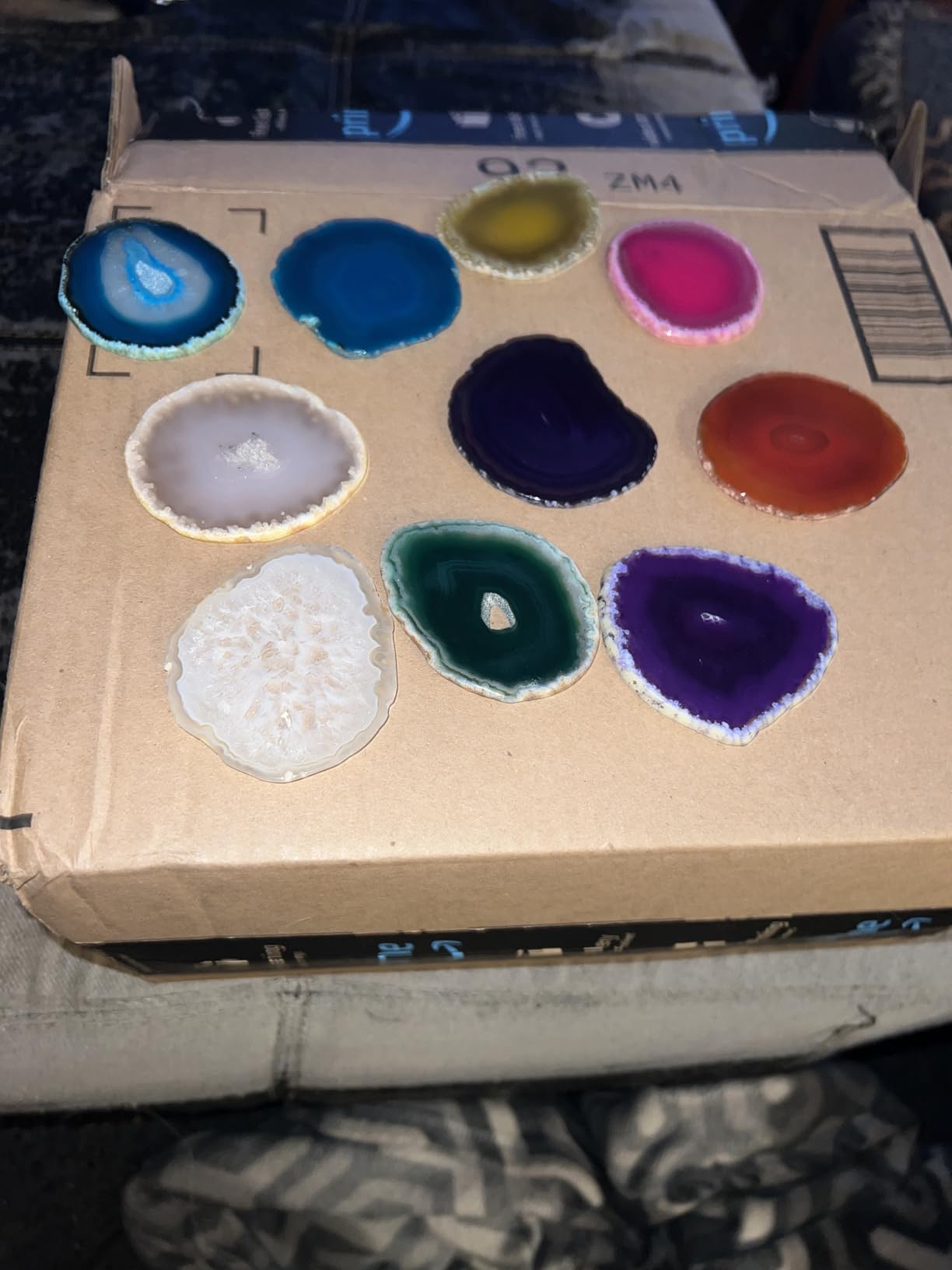 rockcloud 10 PCS Agate Light Table Slices Healing Crystals Geode Stones | 1.2-2 inch, Irregular Home Decoration, Jewelry Making, DIY Crafts customer photo 2