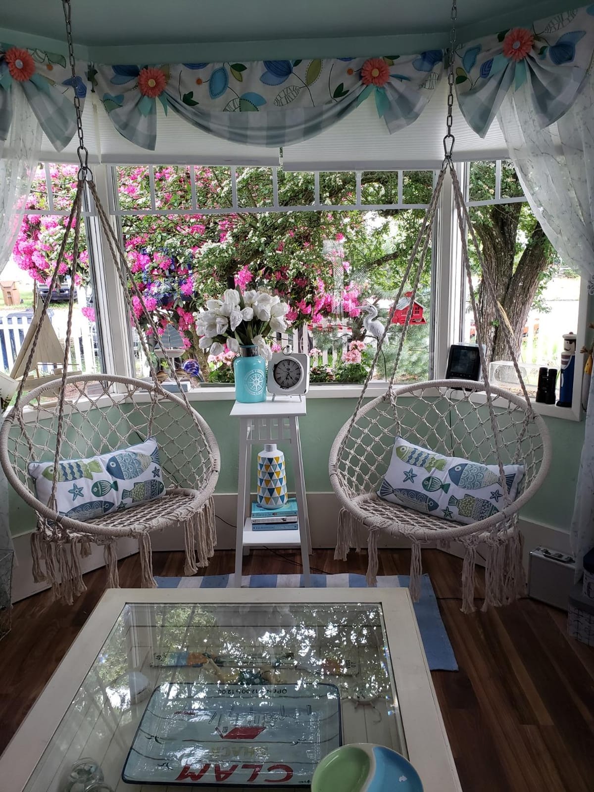 Sorbus Stylish Boho Swing Chair - Premium Cotton Ceiling Swing for Durability, Decorative Macrame Hanging Hammock Chair - Use Indoor, Outdoor Chair, Patio Porch, Garden, Meditation, Gifts- Max 250Lbs customer photo 1