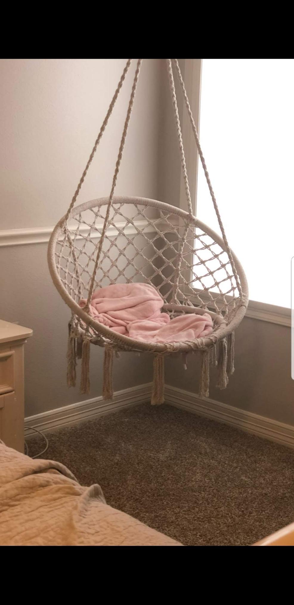 Sorbus Stylish Boho Swing Chair - Premium Cotton Ceiling Swing for Durability, Decorative Macrame Hanging Hammock Chair - Use Indoor, Outdoor Chair, Patio Porch, Garden, Meditation, Gifts- Max 250Lbs customer photo 2
