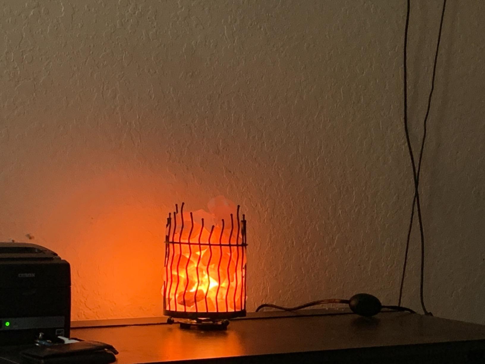 Himalayan Glow Pillar Style Basket Lamps, Pure Himalayan Salt Basket Night Lamp with Salt Chunks, Light Bulb and Dimmable Switch (2-Pack) customer photo 2