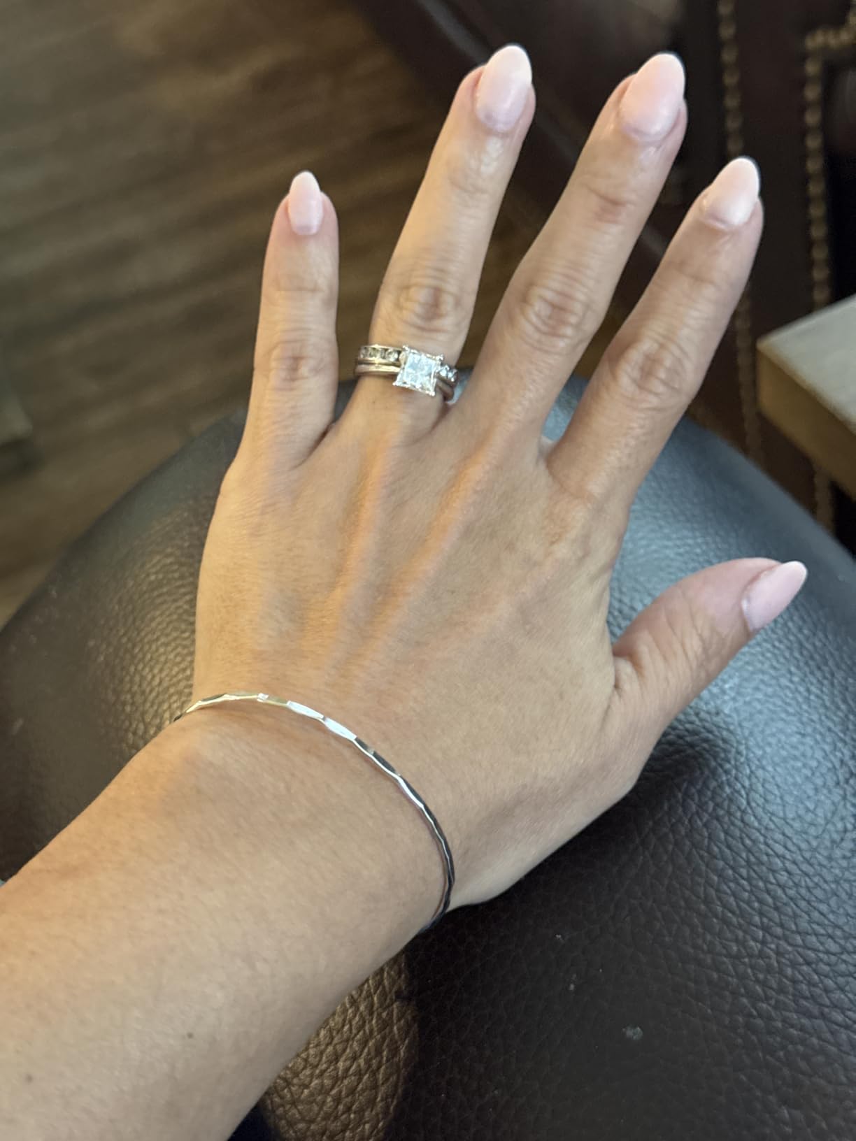 Thin Hammered Cuff, in Solid Sterling Silver, 14K Gold Fill, and Rose Gold Fill; Delicate Handmade Stacking Bracelet for Women by Lotus Stone Design customer photo 1