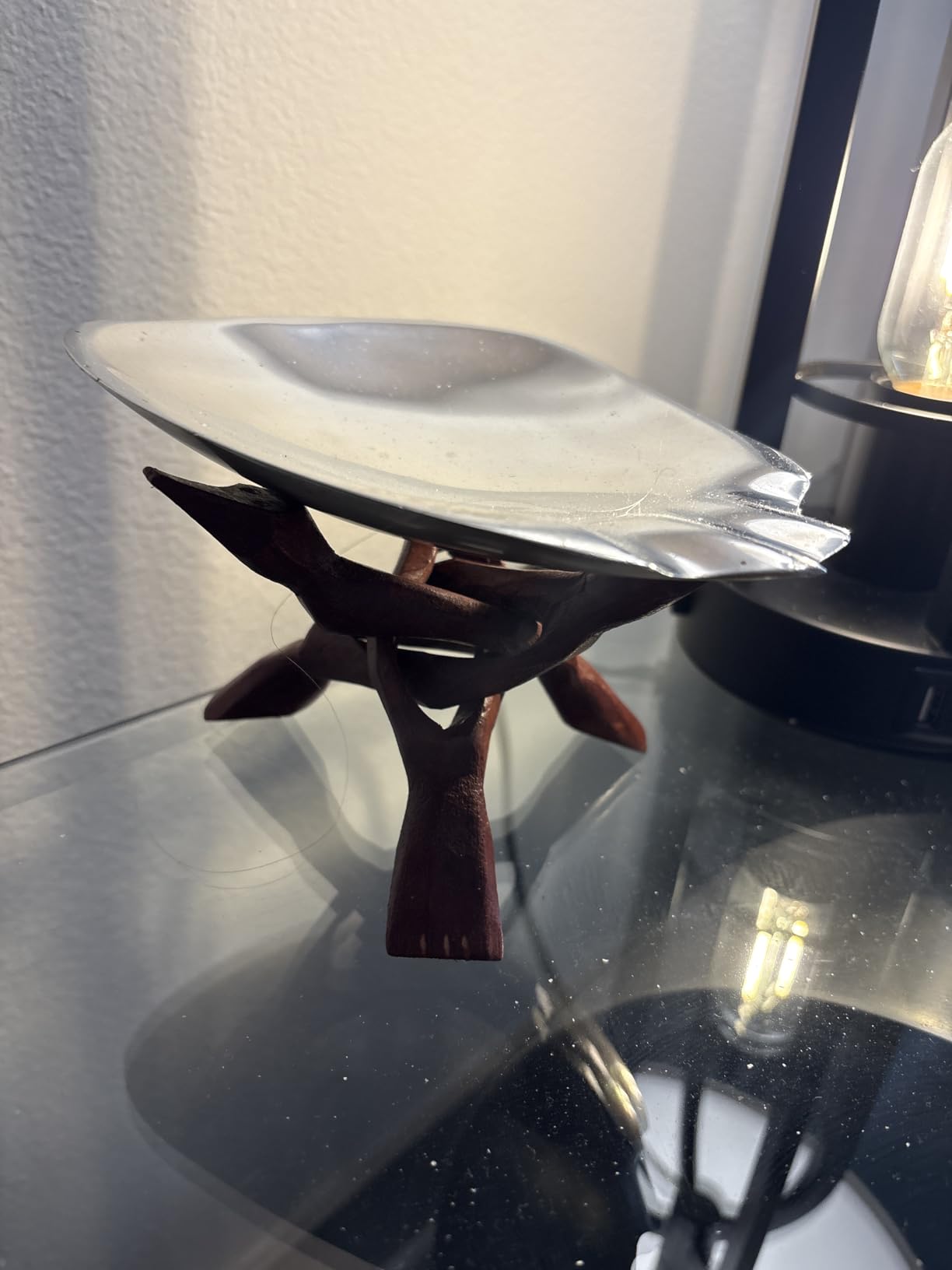 Alternative Imagination Wooden Tripod Display Stand - 6-Inch Hand Carved Holder Made from Mango Wood - Folding Natural Stand for Abalone Shell, Crystal Ball, Key Bowl, Trinket Dish, Incense, Decor & More customer photo 2