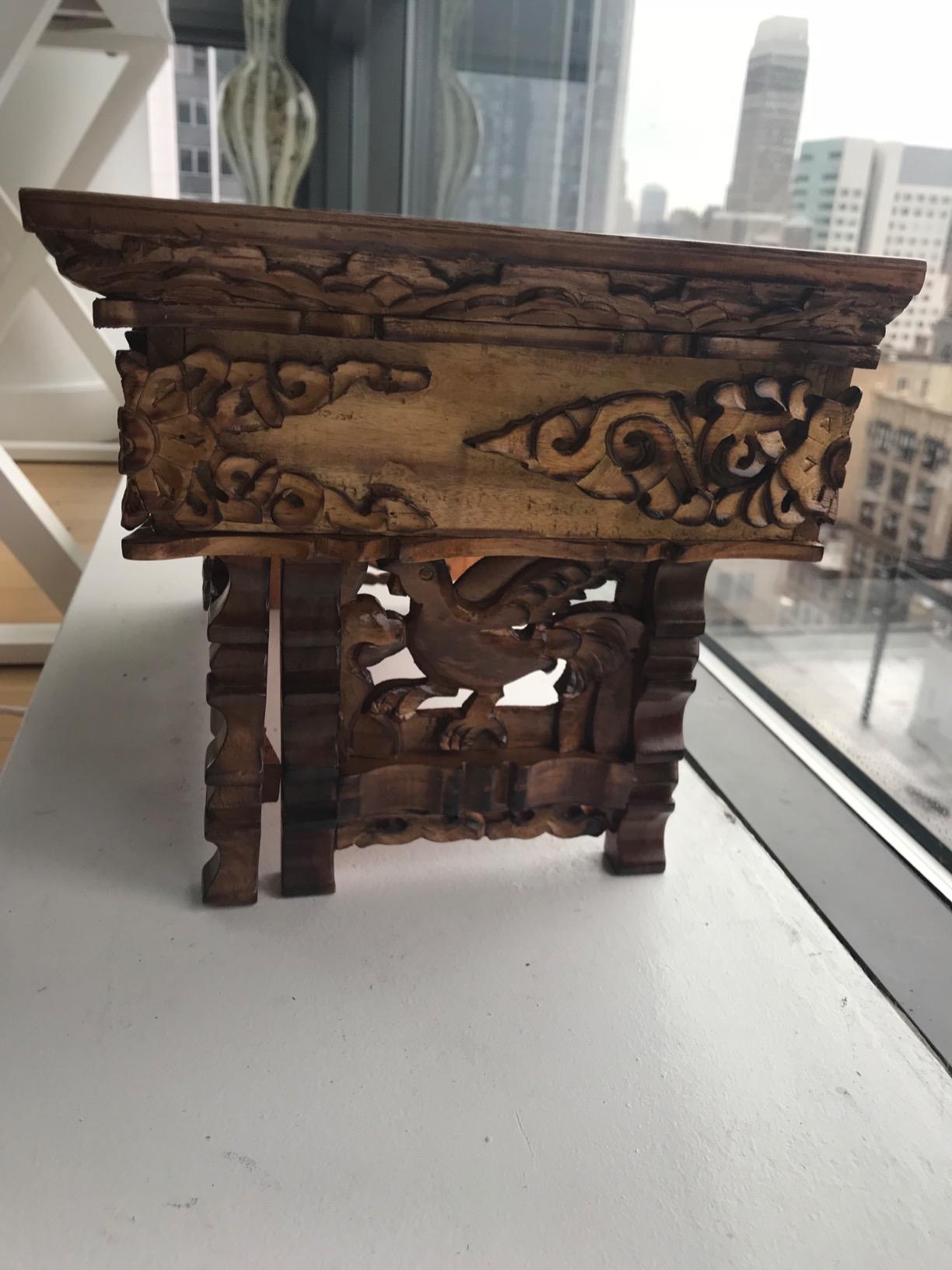 Solid Indian Elm Wood Hand Carved Floor Shrine Altar Meditation Table (Large, Dark) customer photo 1