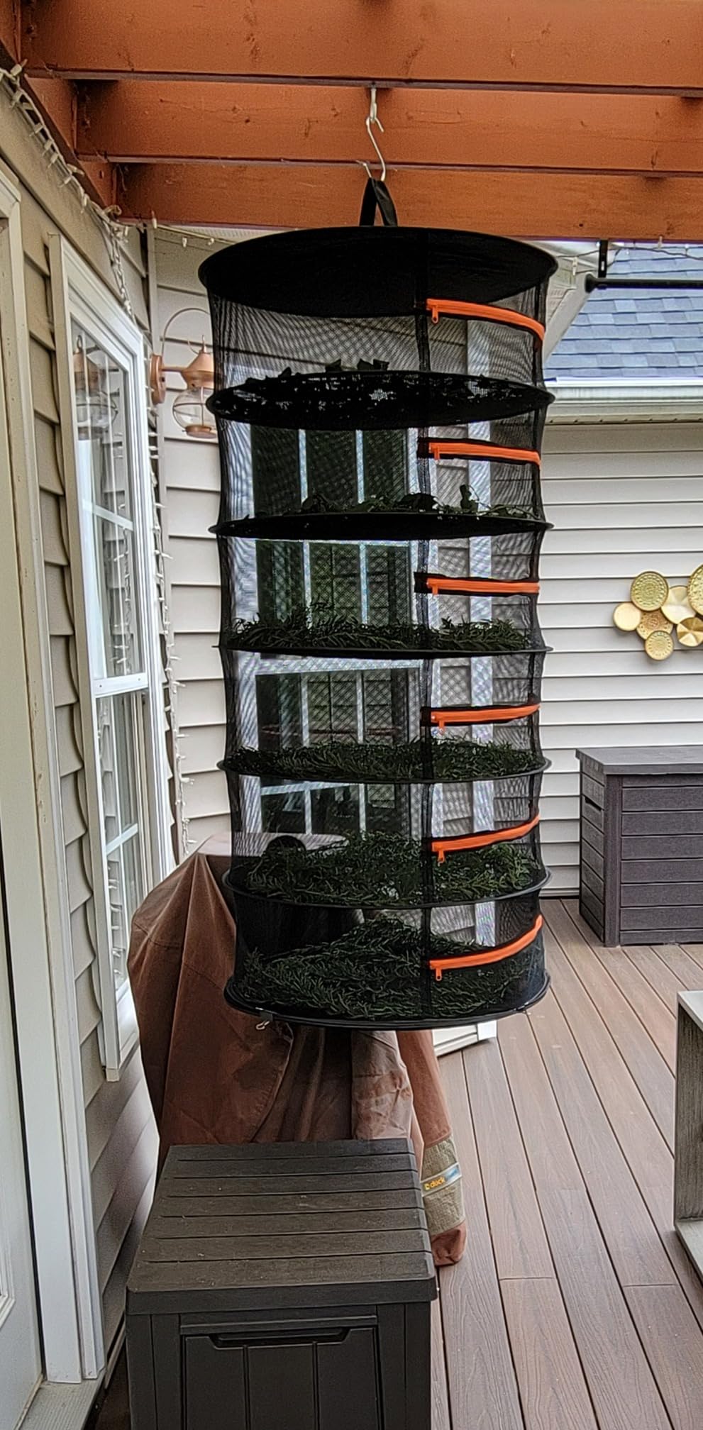 Desy & Feeci 4-Layer Herb Drying Rack - Collapsible Mesh Hanging Dryer Net for Herbs, Flowers, Tea, Fruits, and Vegetables - Includes S-Hook & Storage Bag (24