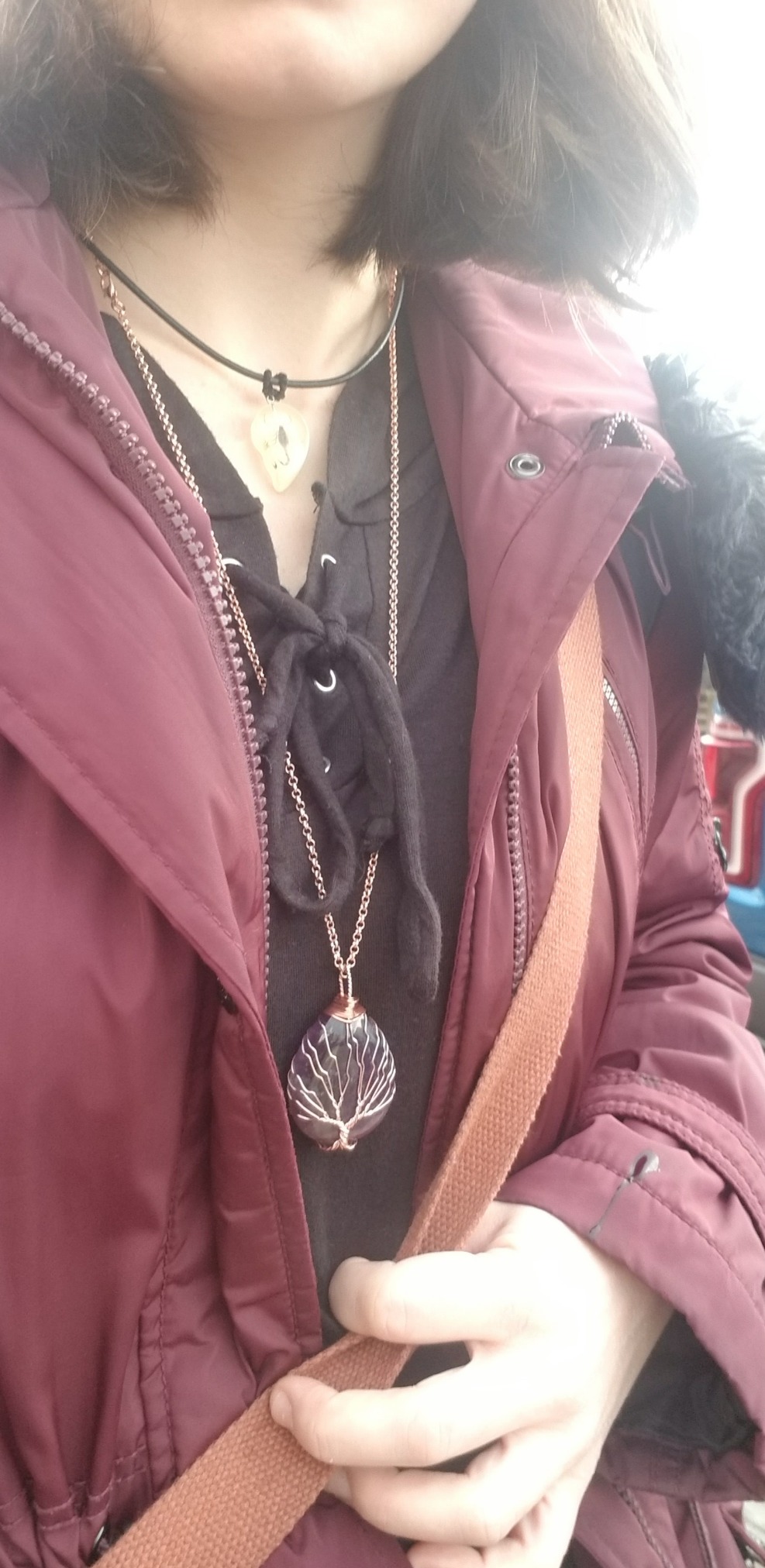7 Chakra Gemstone Healing Crystals Necklace - Copper Wire Wrapped Natural Unisex Hippie Leather Choker customer photo 2