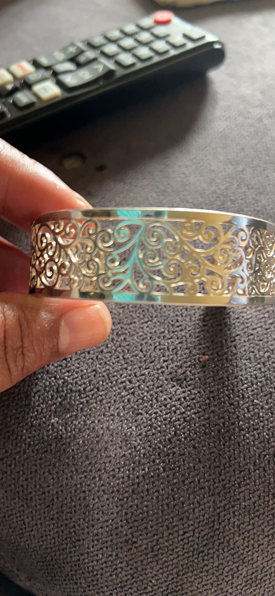 Sterling Silver Bangle Bracelet, Fashion Simple Open Bangles Cuff bracelets for Women customer photo 1