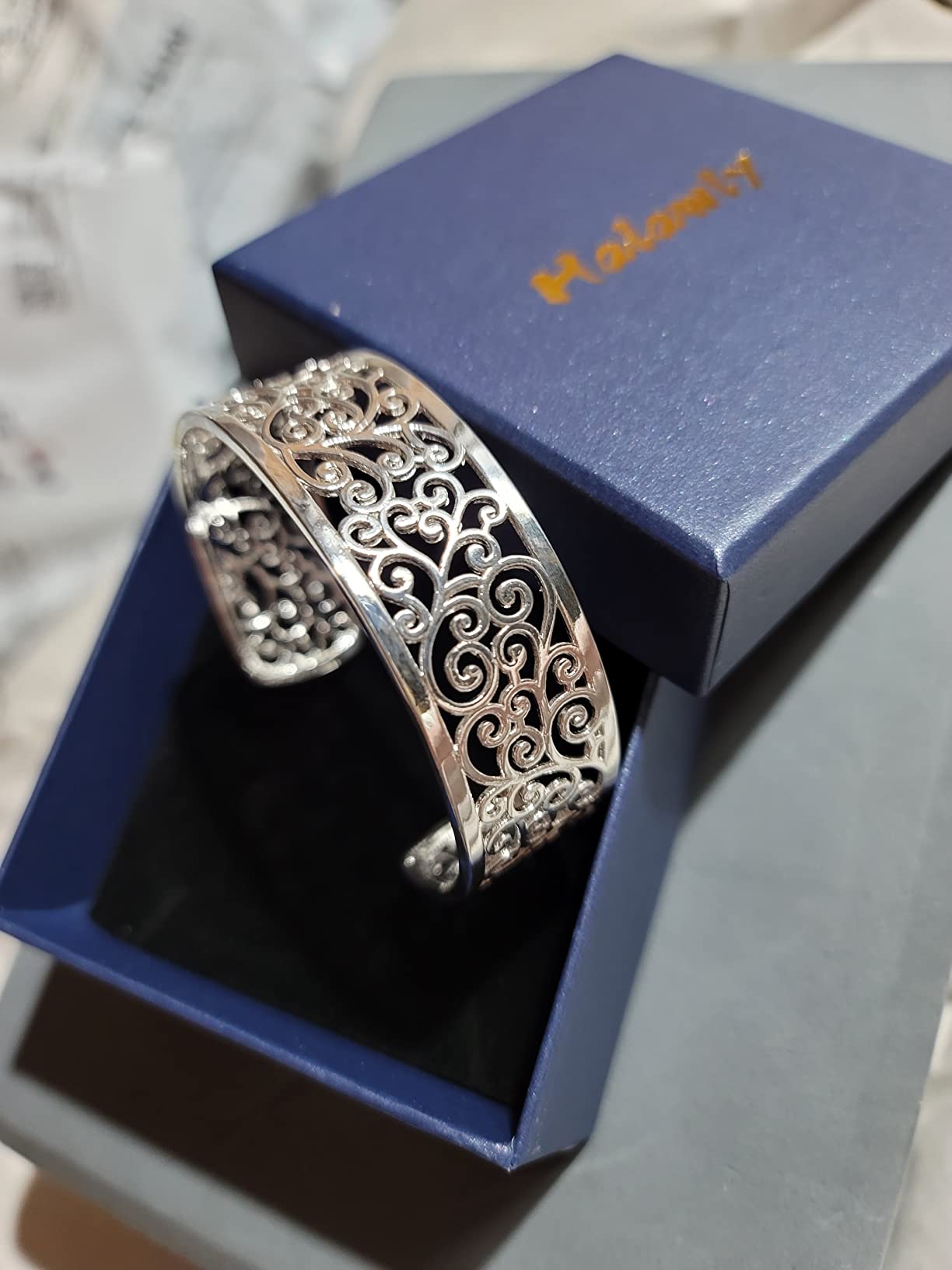Sterling Silver Bangle Bracelet, Fashion Simple Open Bangles Cuff bracelets for Women customer photo 2