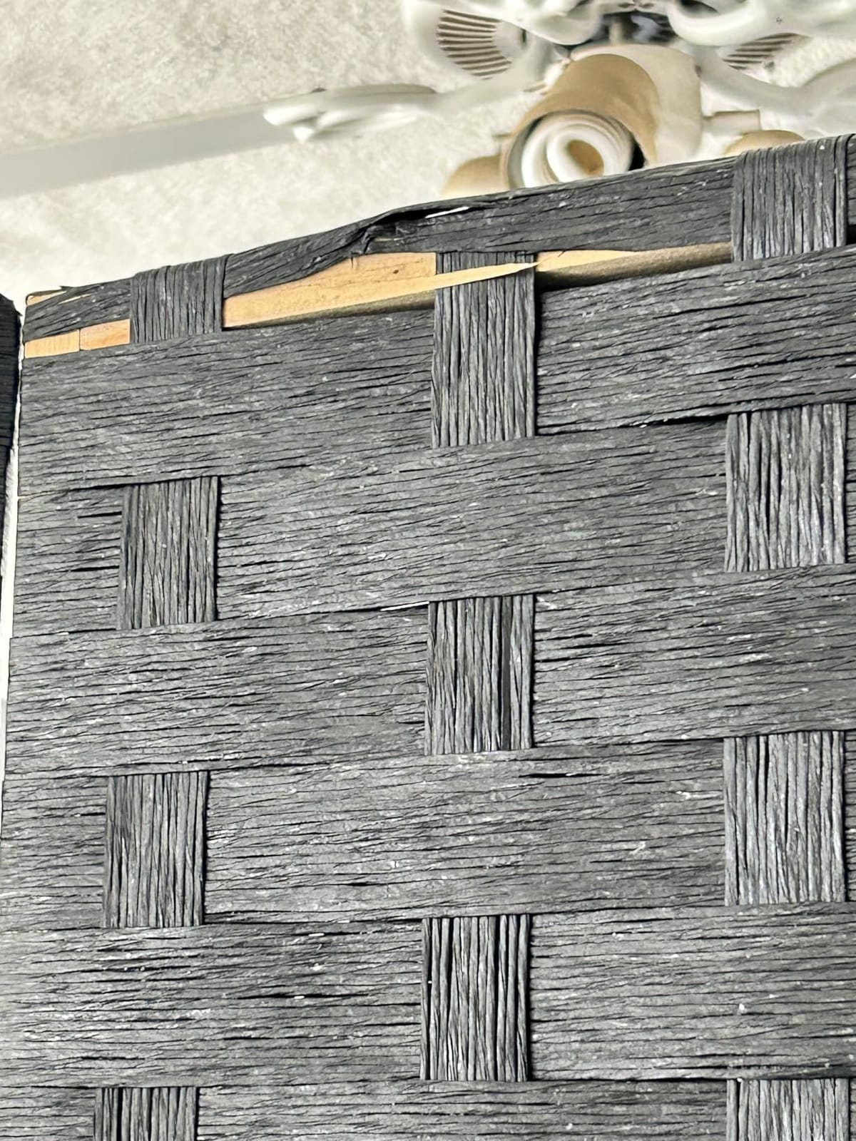 Wood Mesh Woven Design 4 Panel Folding Wooden Screen Room Divider customer photo 1