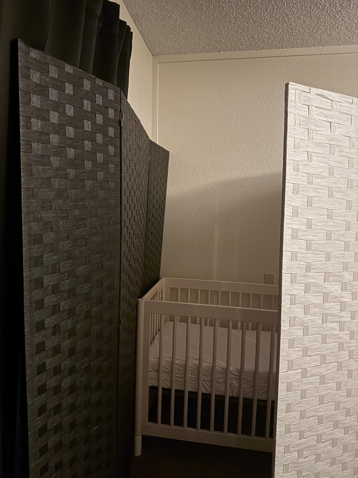 Wood Mesh Woven Design 4 Panel Folding Wooden Screen Room Divider customer photo 2
