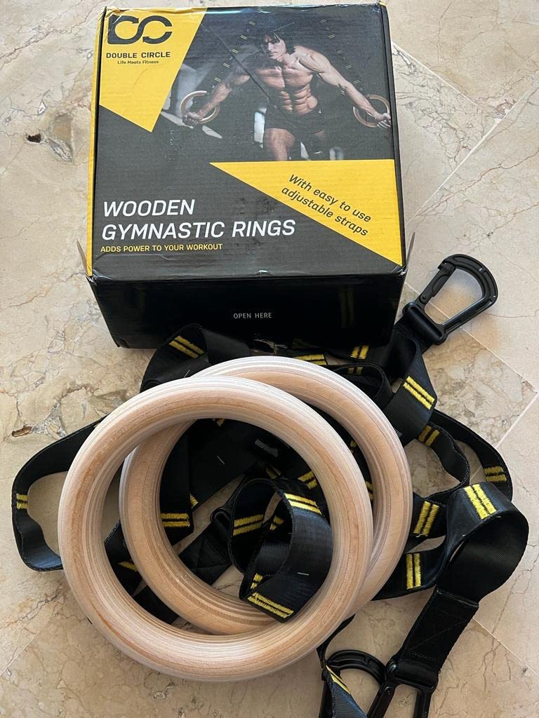 Wood Gymnastics Rings with Quick Adjust Numbered Straps and Exercise Videos Guide - Full Body Workout Rings, Calisthenics, Home Gym (Multi-Size) customer photo 1