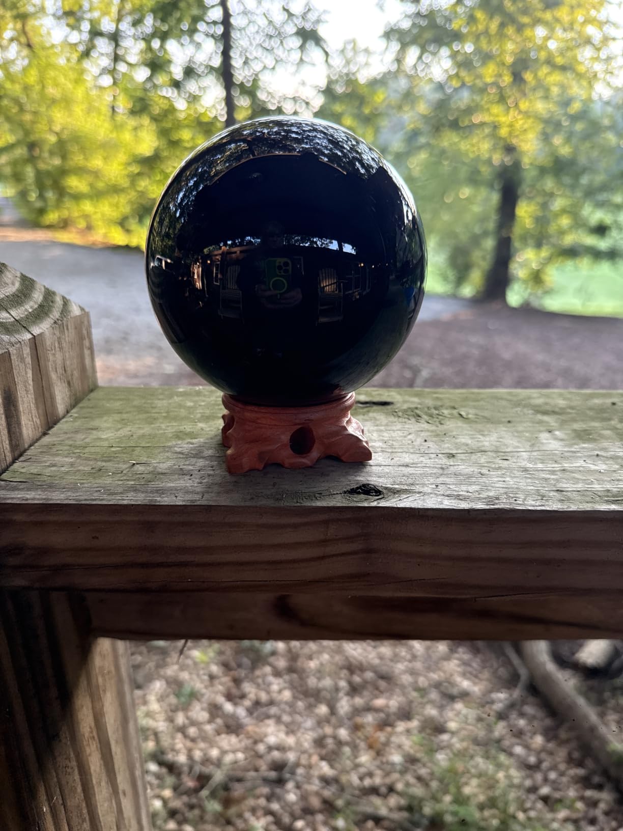 Mina Heal Natural Black Obsidian Crystal Ball with Stand, 45mm/1.8
