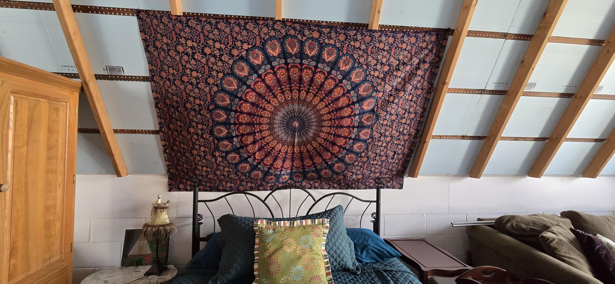Raajsee Mandala Tapestry Wall Hanging - Blue Orange, 100% Cotton, Boho Hippie Decor, Twin Size (52x82 Inches / 132x208 cm) - Beach Throw, Bedspread, Meditation Yoga Mat customer photo 2