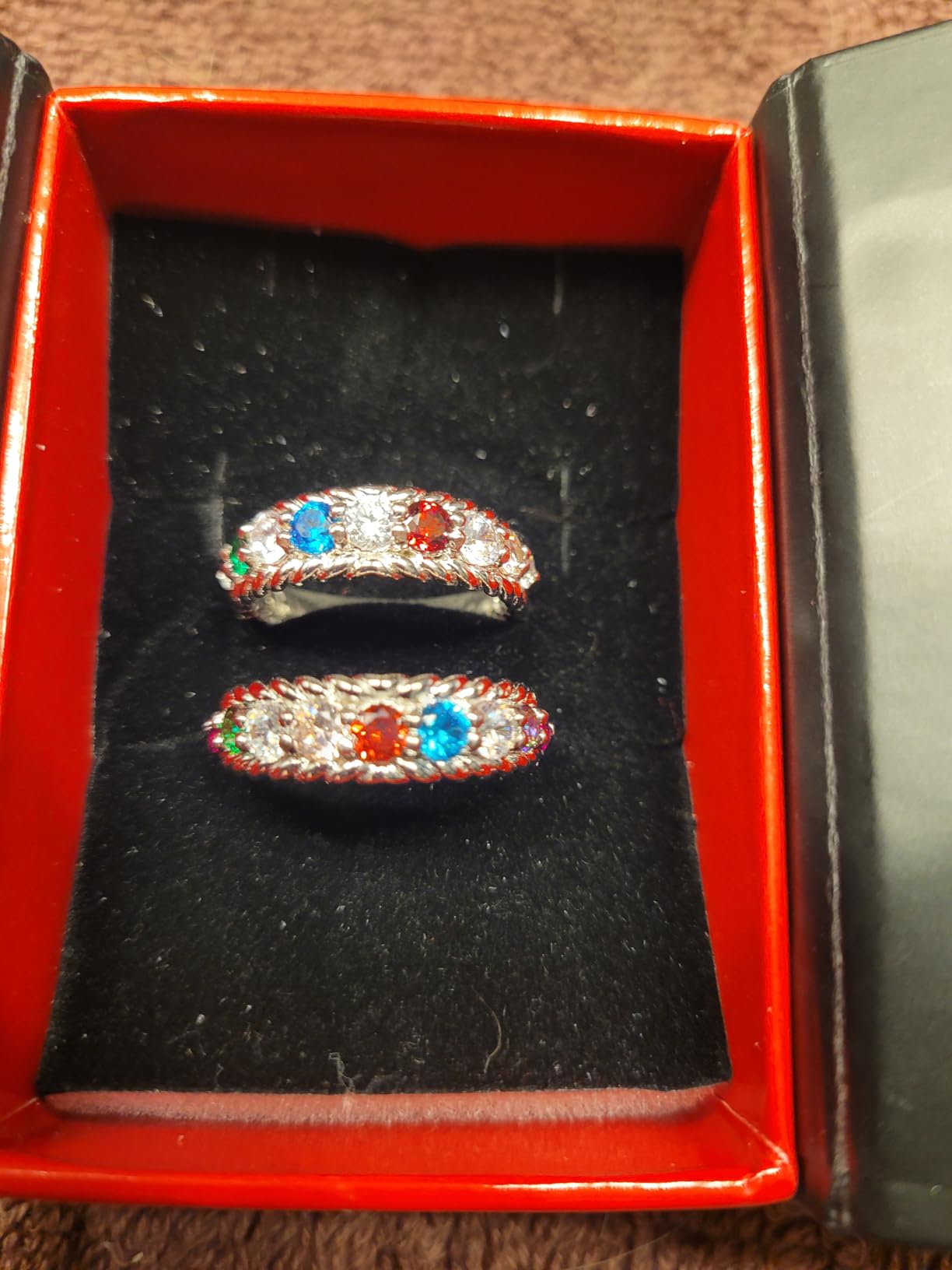 Central Diamond Center Rope Mothers Birthstone Ring with 1 to 10 Simulated Birthstones, Sterling Silver, 10K or 14K Gold customer photo 1