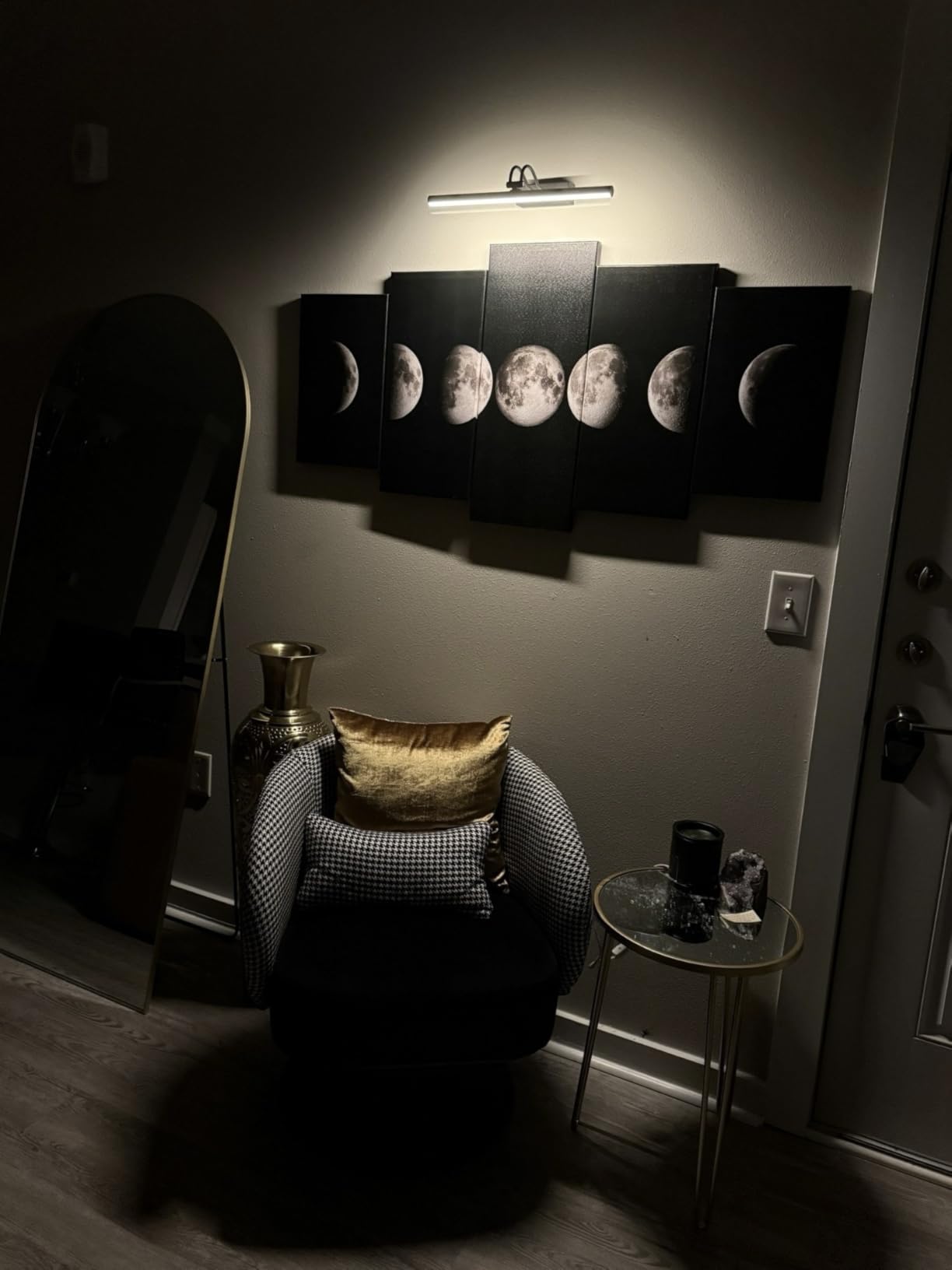 sechars Moon Phases Canvas Wall Art Decor Black and White Lunar Moon Pictures Paintings for Home Office Decorations Framed Ready to Hang customer photo 2