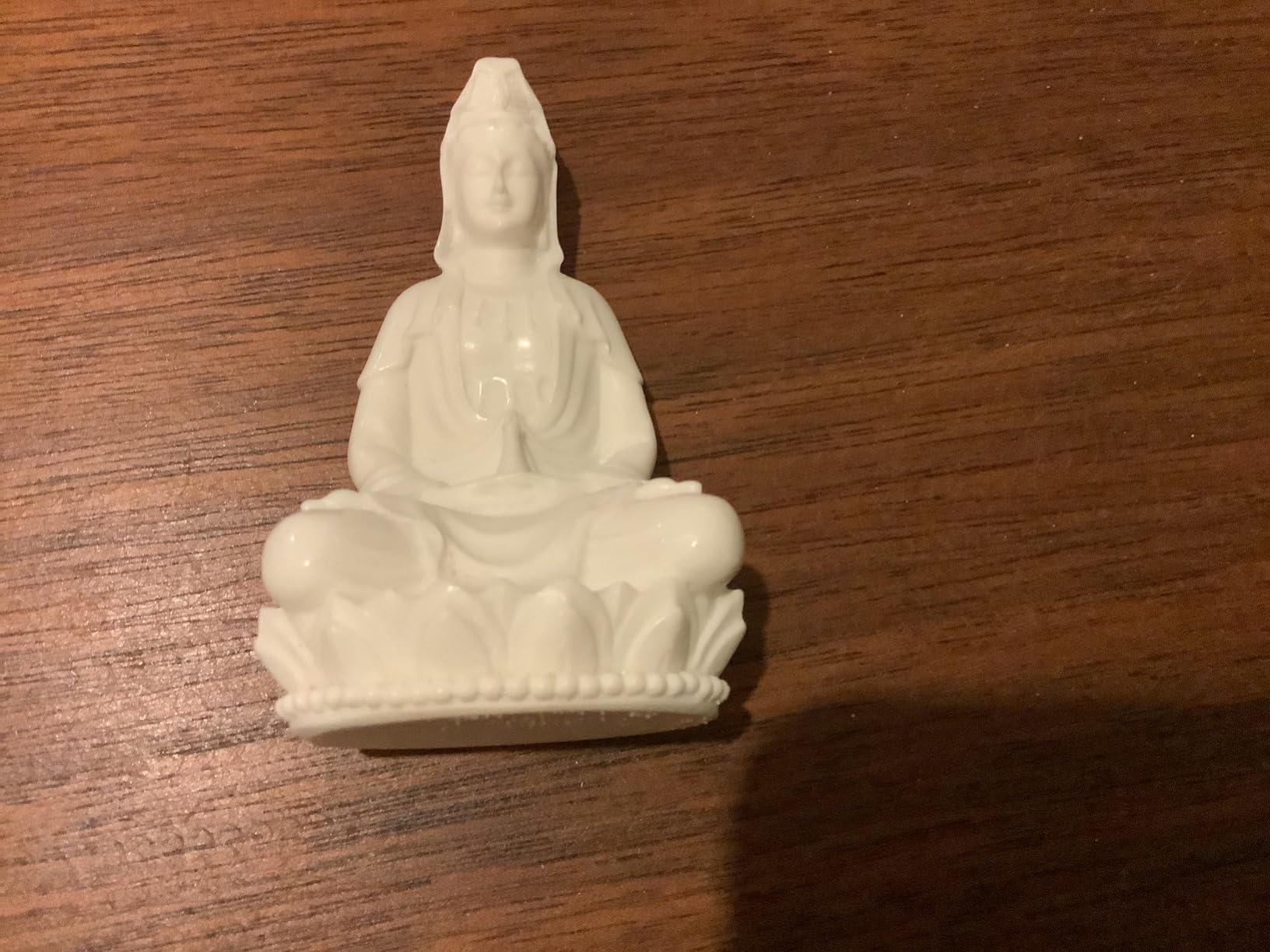 Guan Yin Statue Small with White Marble Finish. Premium Quality Quan Yin. Buddhist Avalokiteshvara Kuanyin/Buddhism Statue on Lotus customer photo 1