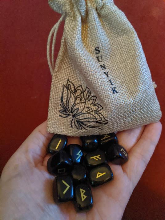 SUNYIK Natural Green Jade Rune Stones Set with Engraved Elder Futhark Alphabet Lettering Polished Healing Crystal Kit customer photo 1