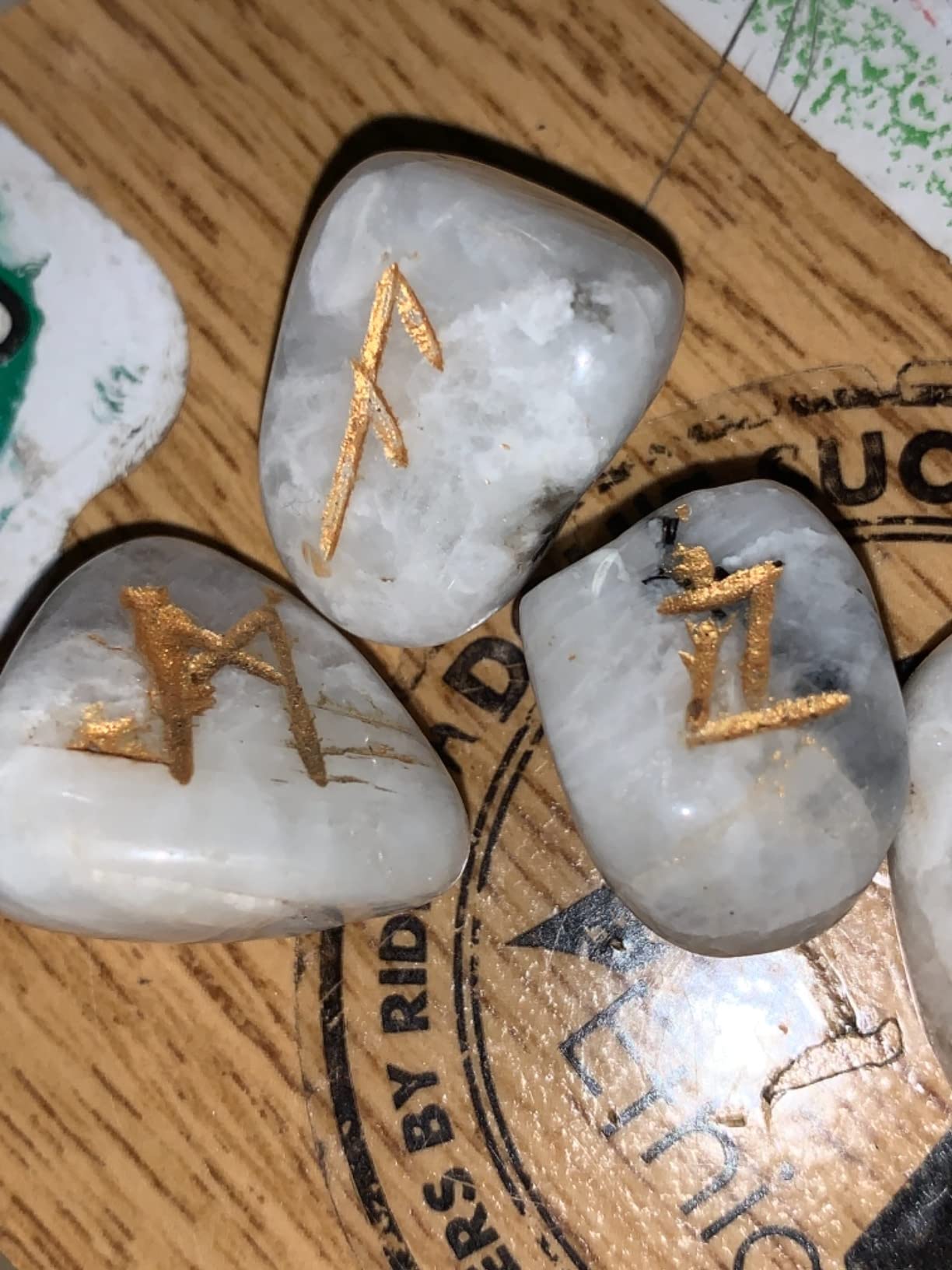 Crocon Rainbow Moonstone Rune Stones Sets 25 pcs for Beginners with Elder Futhark Alphabets customer photo 2