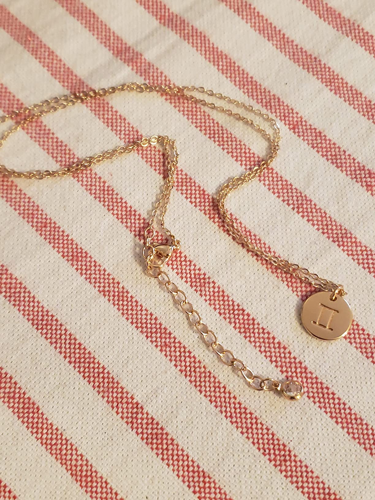 Constellation Necklace Pendant 14K Gold-Plated Hammered Round Disc Engraved Zodiac Sign Pendant 17.5'' Adjustable Dainty Necklace customer photo 1