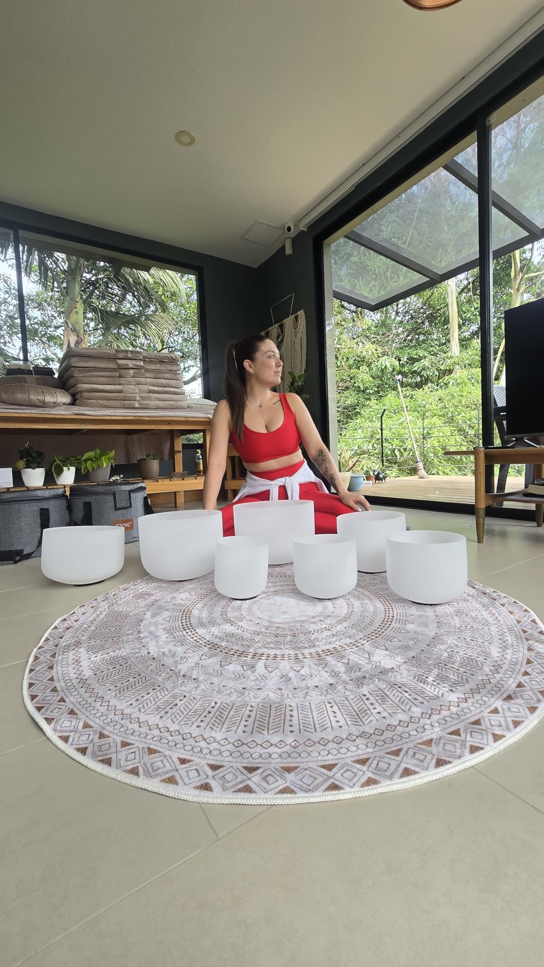 CVNC Crystal Singing Bowl Frosted 432HZ Set Of 7 PCS 6-12 Inch White | Chakra Quartz Sound Bowls for Sound Healing Meditation & Yoga with 2 PCS Travel Carry Case Bag and Mallets customer photo 1