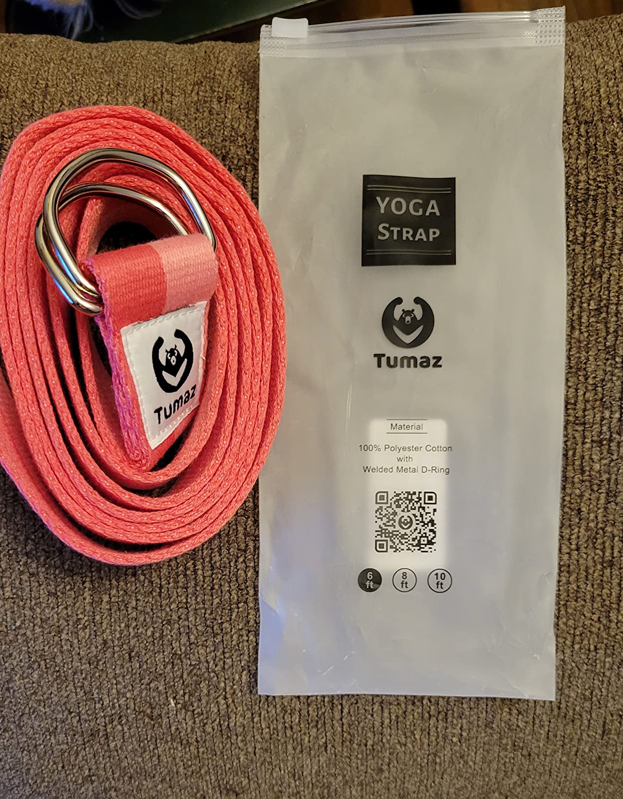 Yoga Strap for Stretching with Adjustable D-Ring, 6/8/10 ft, Soft Cotton Blend, Non-Elastic Yoga Belt for Pilates Stretching & Physical Therapy customer photo 2