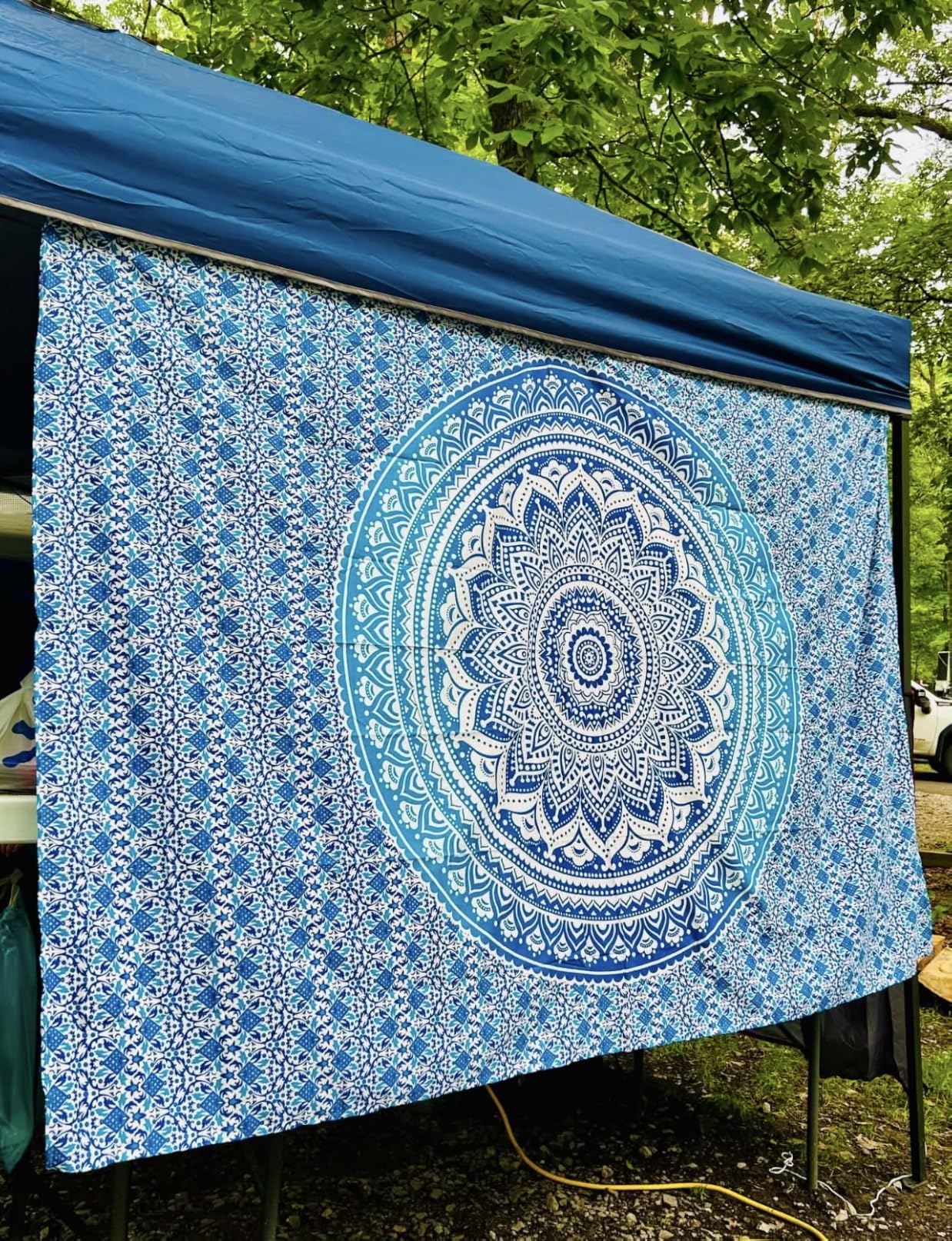 THE ART BOX Glittering Silver Grey Tapestry Wall Hanging Mandala - Bohemian Room Decor - Cotton Throw Tapestry - Queen Bedspread 85x90 Inches customer photo 2