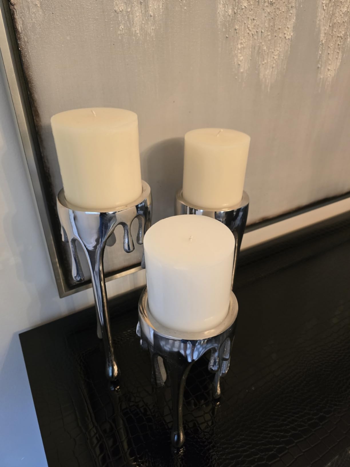 Mister Candle Ivory Unscented Dripless Candles Set of 3, 3 Inch Diameter, Hand Poured, Premium Wax, Decorative Pillar Candles (3