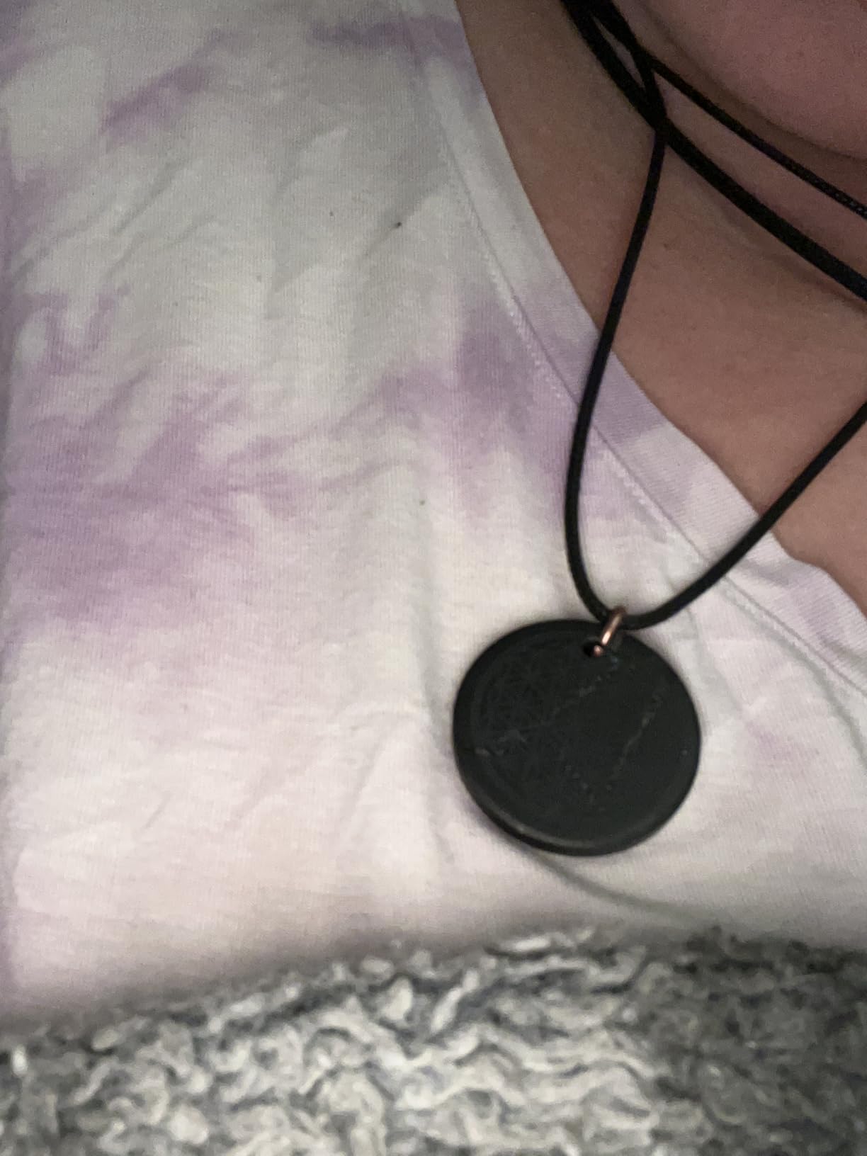 Shungite Pendant Round Shape | Healing Spiritual Natural Black Crystal Jewelry Pendant | Sacred Symbol Talisman Amulet Necklace for Meditation customer photo 1