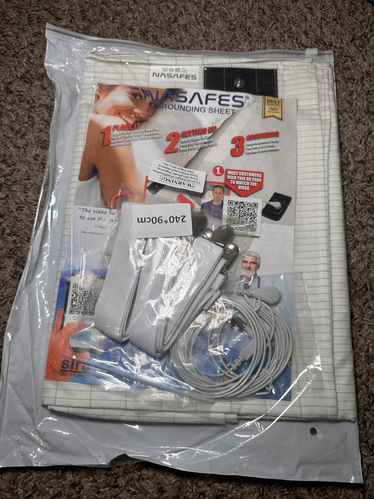 Earthing Half Sheet for Bed, Premium Silver Fiber Grounding Sheet | Bed Grounding Kit Stays Secure with 2 Suspenders, 94 x 35