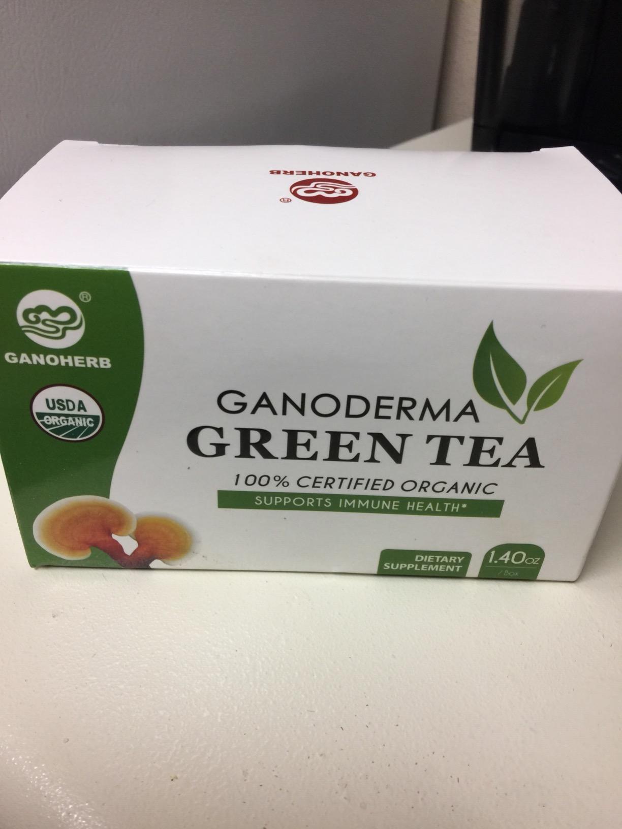 GANOHERB Organic Reishi Mushroom Green Tea Bags - Instant Herbal Tea with Ganoderma Lucidum - Boost Immune System & Stress Relief & Full Energy - Vegan, No Sugar, 0.07 Ounce (20 count) customer photo 1