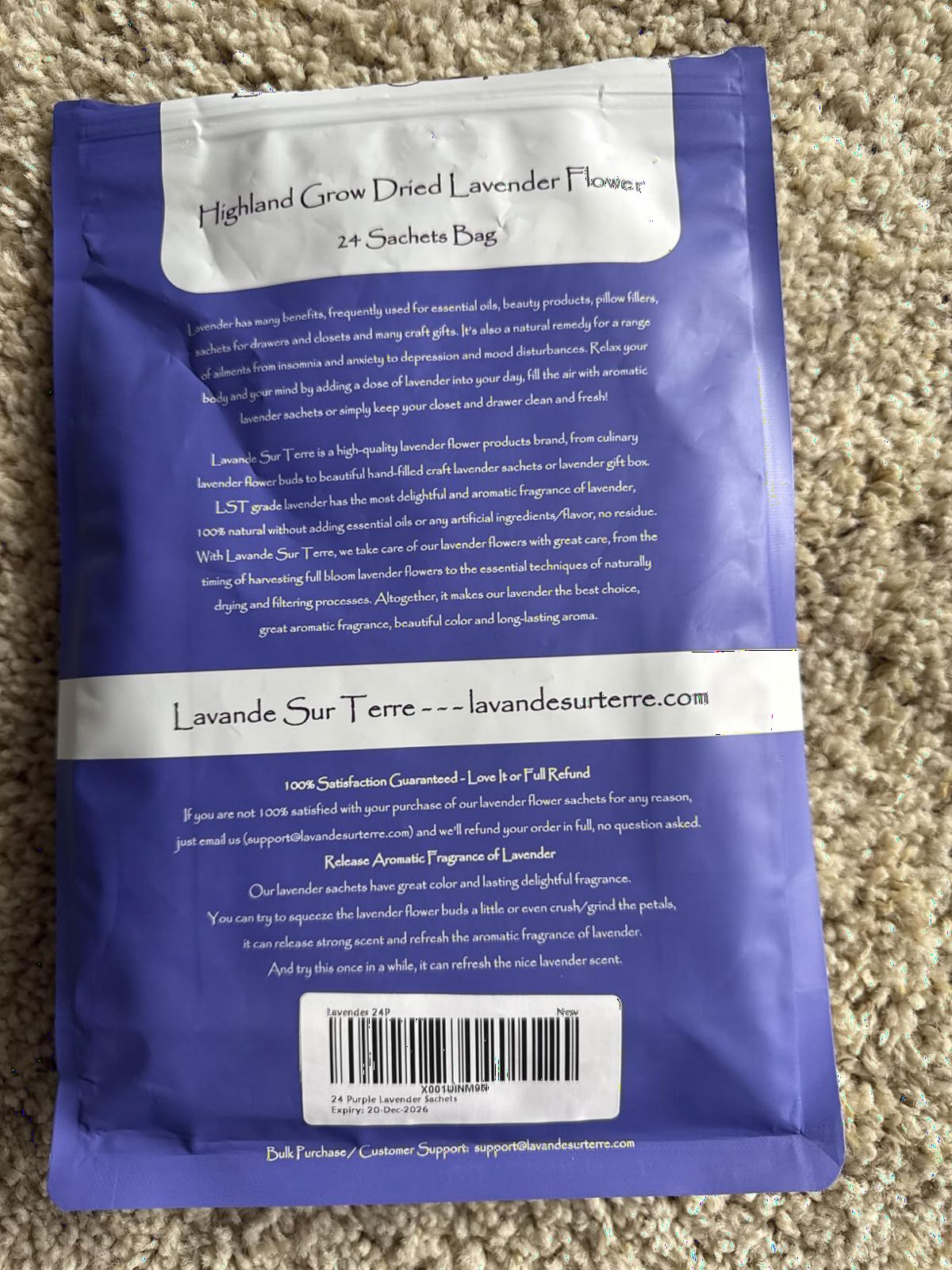 French Lavender Sachets for Drawers and Closets Fresh Scents, Set of 24, Home Fragrance Sachet for Wardrobes Closets, Purple, LV-C-24-1 customer photo 2