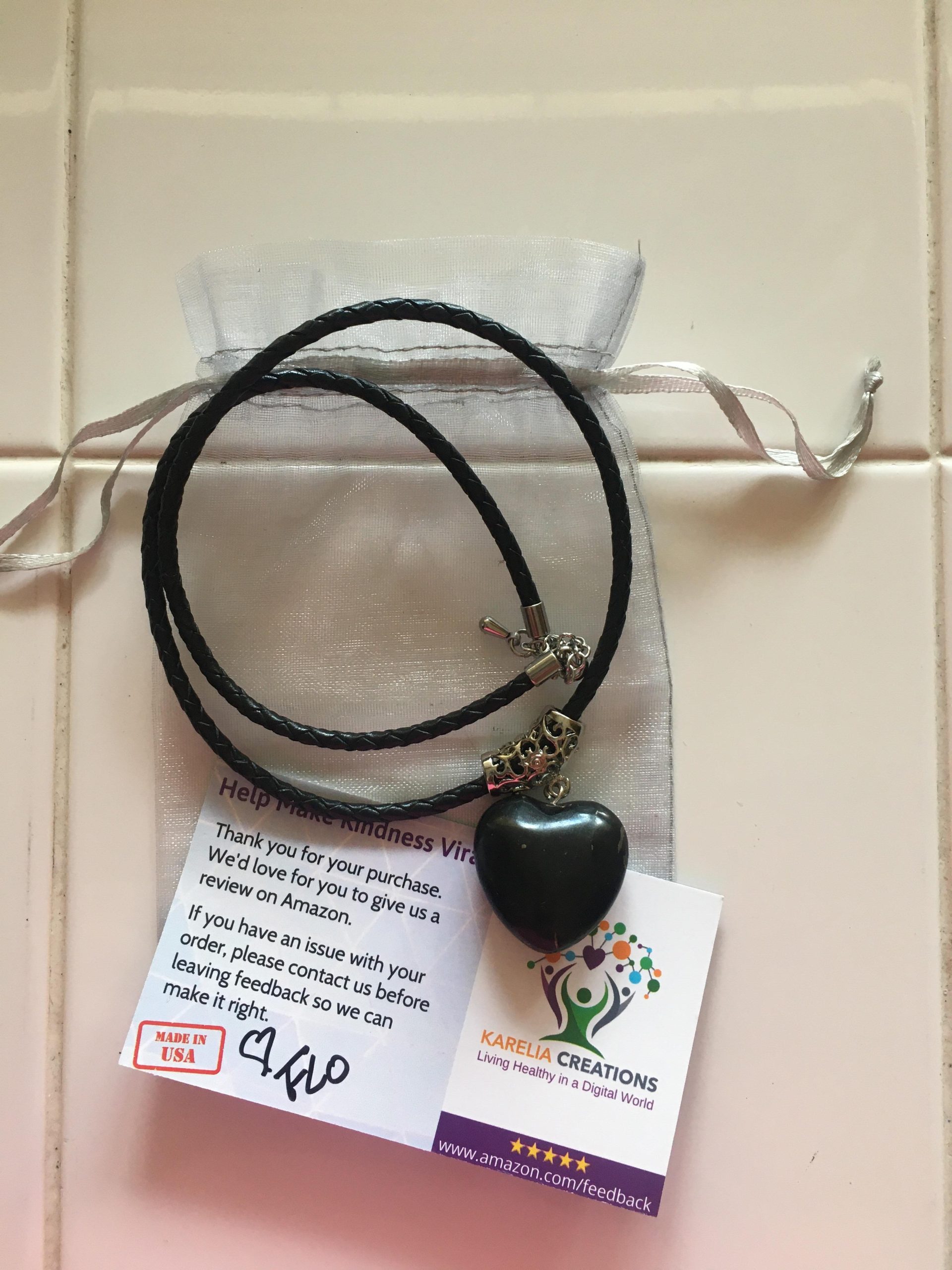 Puffy Heart 100% Shungite Pendant and Leather Necklace - Real Authentic customer photo 2