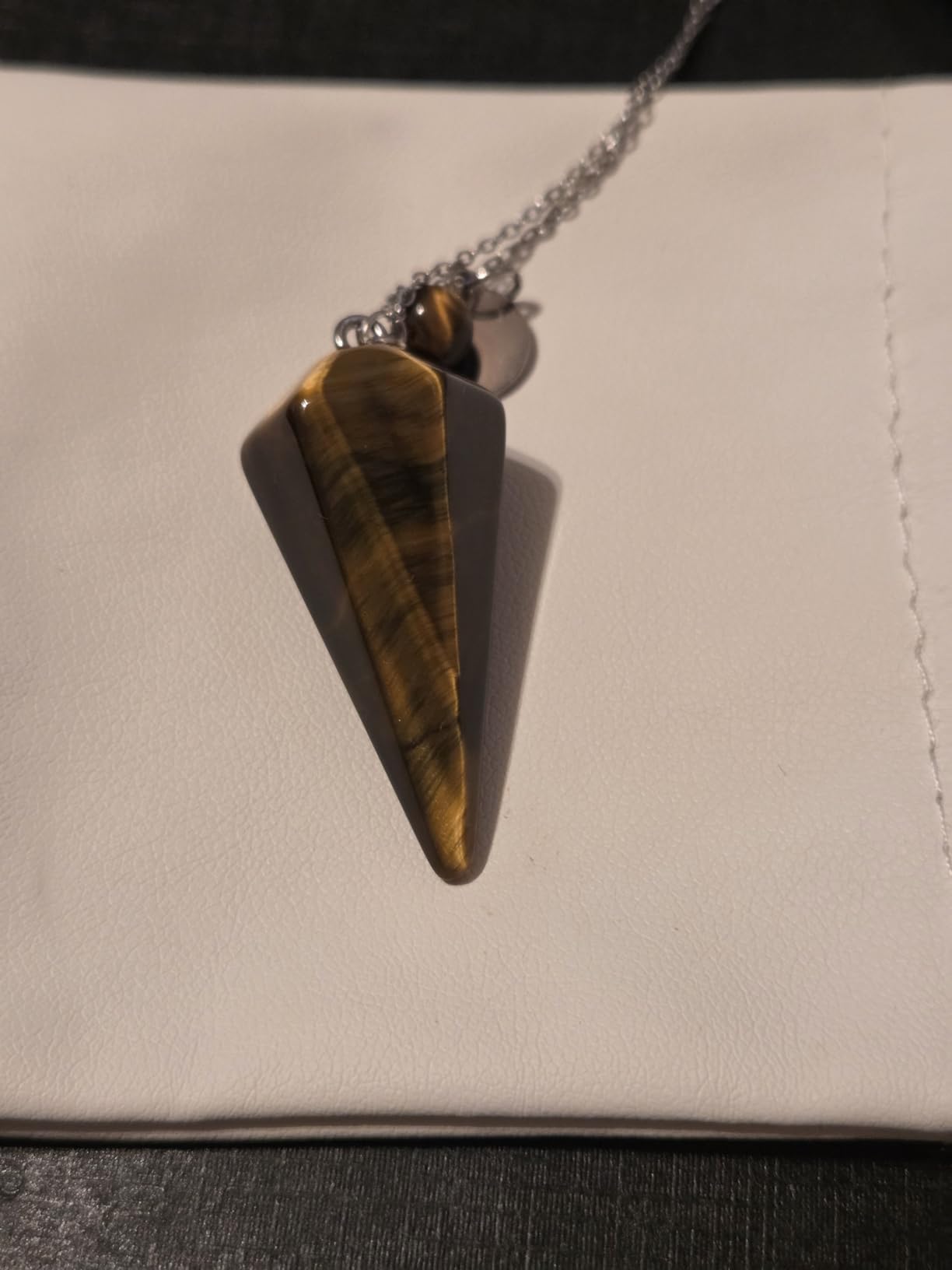 JADENOVA Pendulum Crystal Necklace Natural Yellow Tiger Eye Crystal Pendulums for Divination Dowsing Quartz Chakra Reiki Healing Jewelry for Women Men customer photo 1