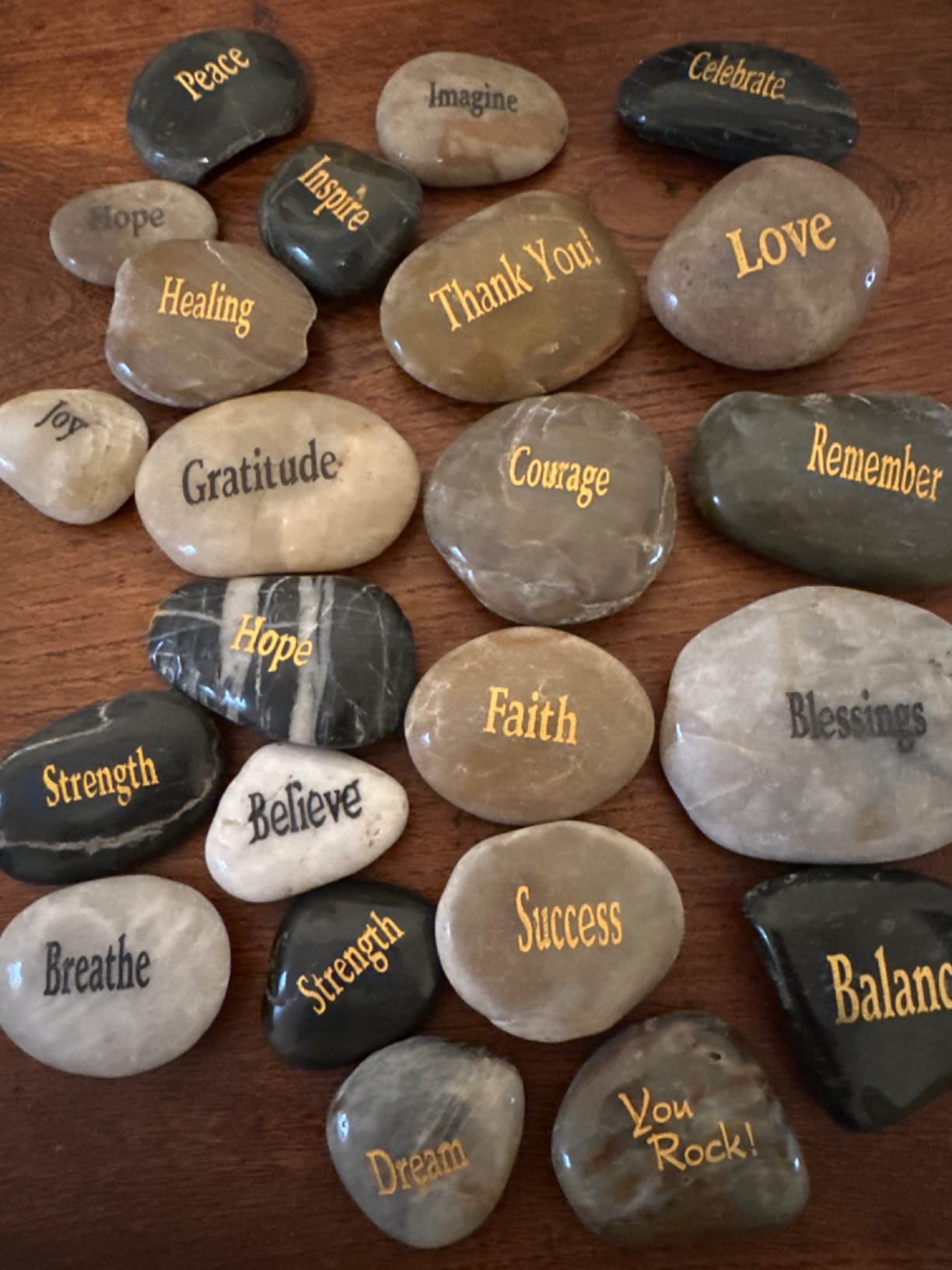 ROCKIMPACT 50PCS Engraved Rocks Different Words Inspirational Stones Bulk Faith Stones Zen Stones Gratitude Rocks Healing Prayer Stones Encouragement Rocks, 2