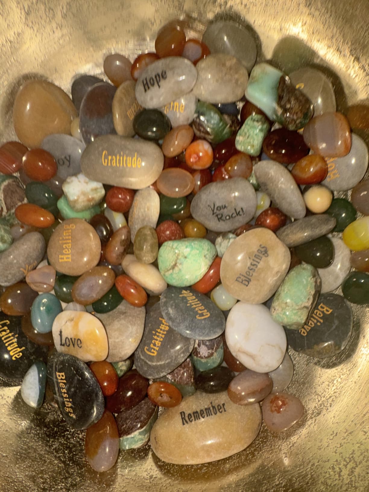ROCKIMPACT 50PCS Engraved Rocks Different Words Inspirational Stones Bulk Faith Stones Zen Stones Gratitude Rocks Healing Prayer Stones Encouragement Rocks, 2