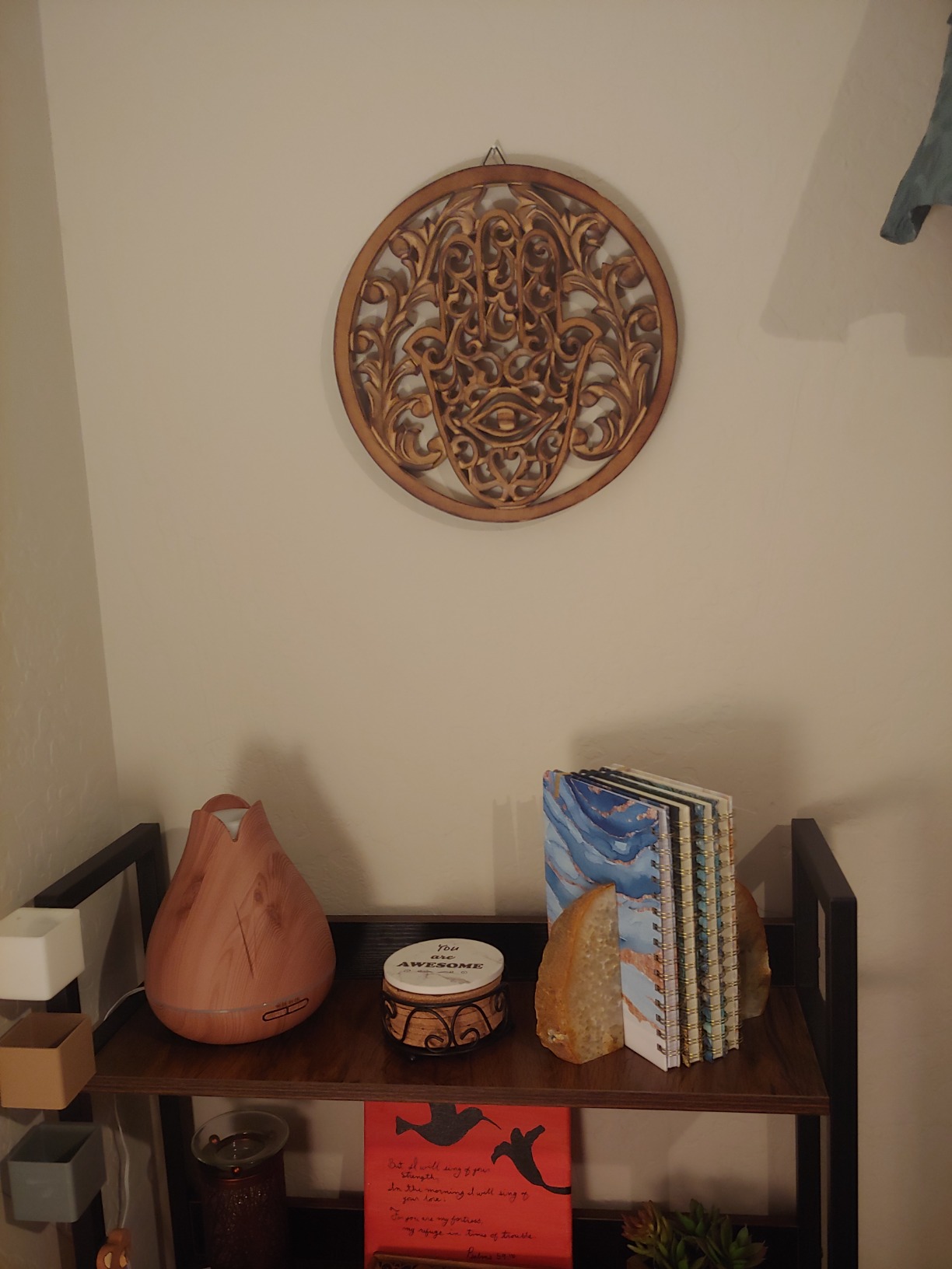 DharmaObjects Handcrafted Hamsa Hand Of Fatima Home Blessing Protection Wooden Rustic Wall Mounted Decor Hanging Art (Brown) customer photo 2