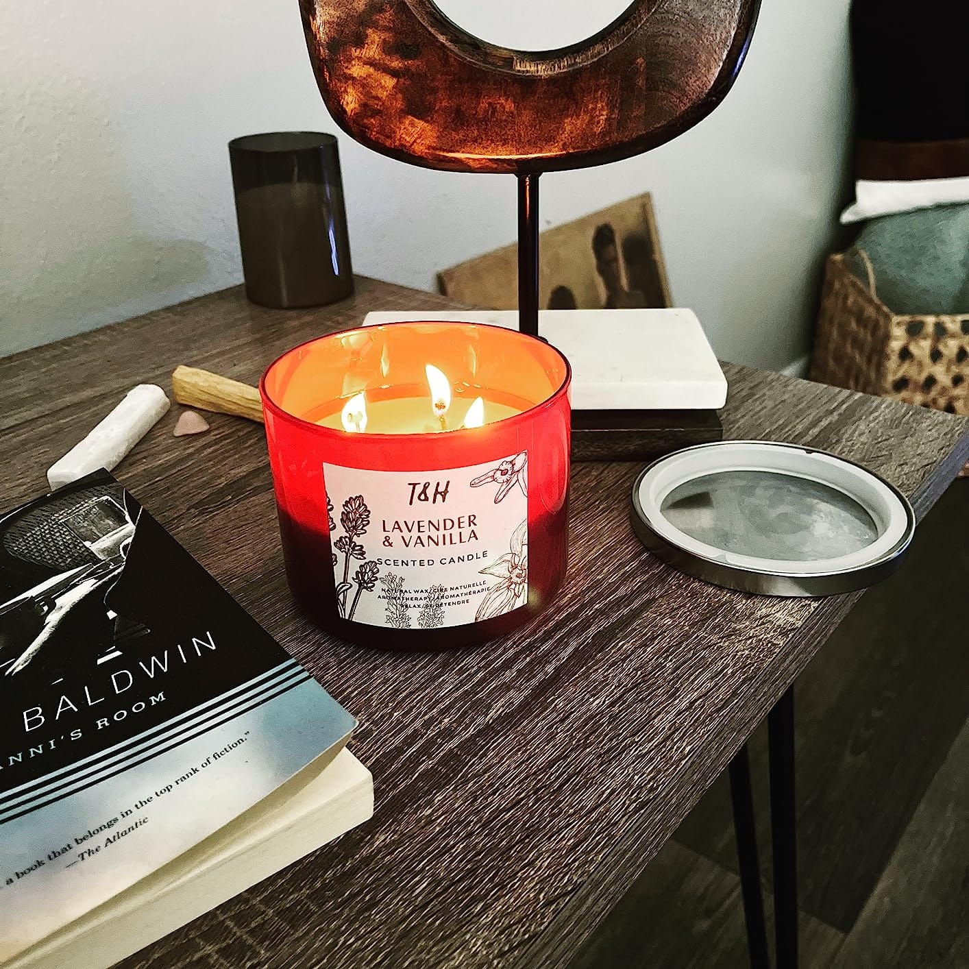 French Lavender Vanilla Large 3-Wick Soy Scented Candle for Home, 15.8 oz | Relaxing Aromatherapy Candle, Cozy Floral Vanilla Home Fragrance, For Bedrooms & Living Rooms, Large Purple Jar, Gift Ready customer photo 1