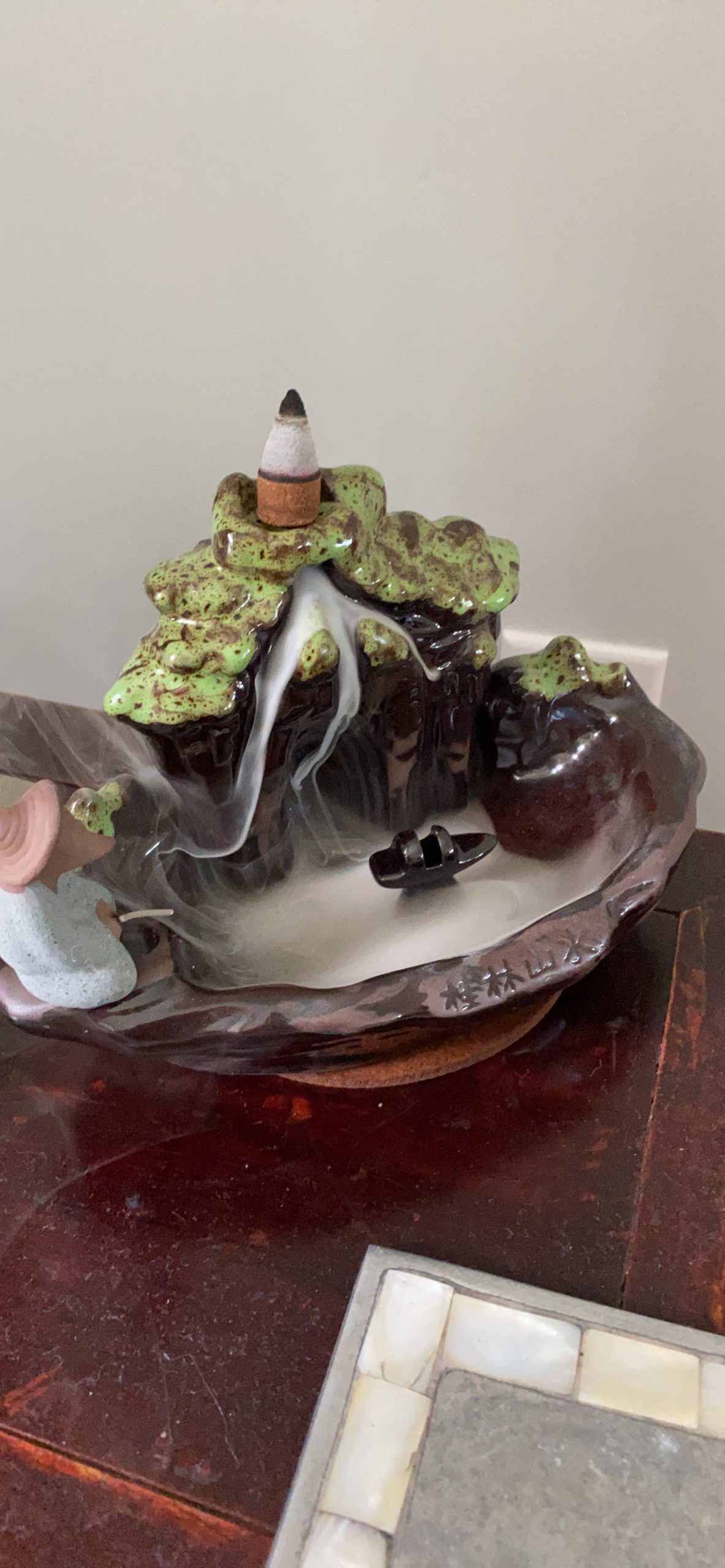 Guilin Landscape Backflow Incense Burner, Handmade Ceramic Waterfall Incense Stick Cone Holder with 20 PCS Incense Cones and 30 PCS Incense Sticks customer photo 2