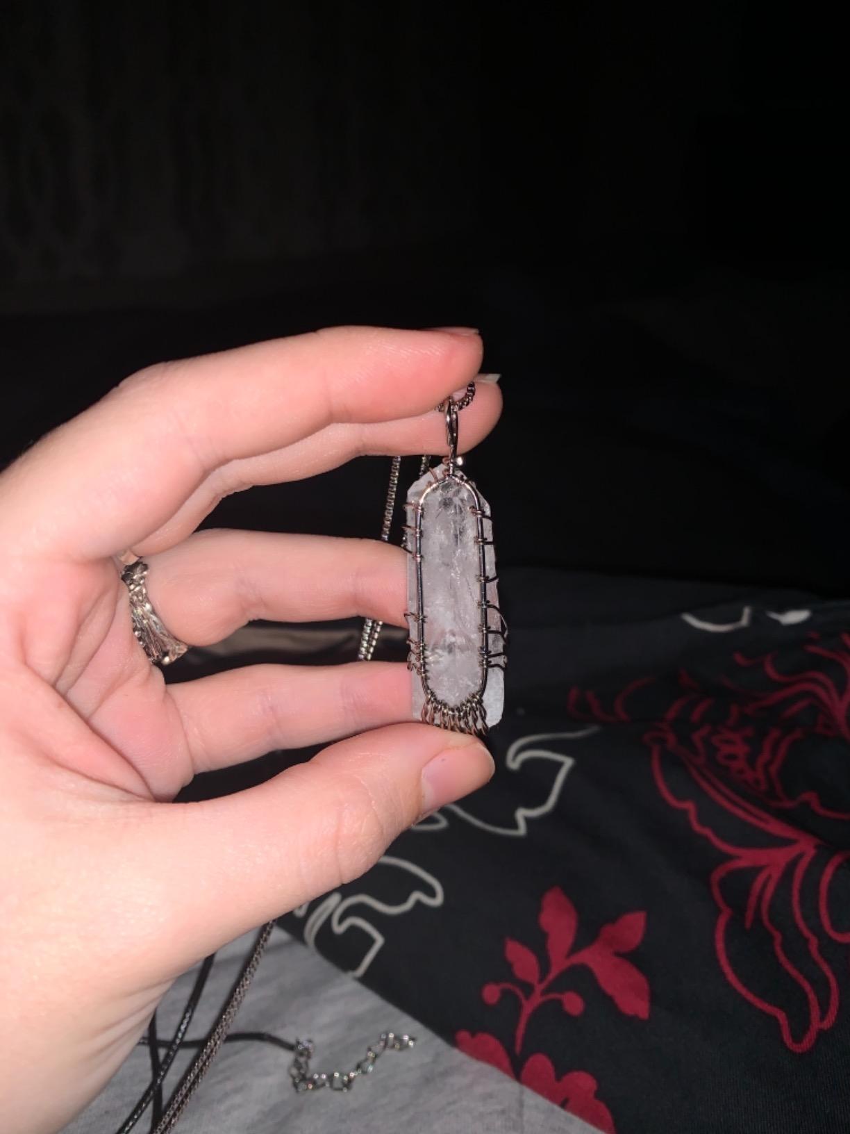 Top Plaza Natural Raw Stone Healing Crystal Necklace Silver Life Tree Wire Wrapped Clear Quartz Point Pendant For Womens Ladies customer photo 1