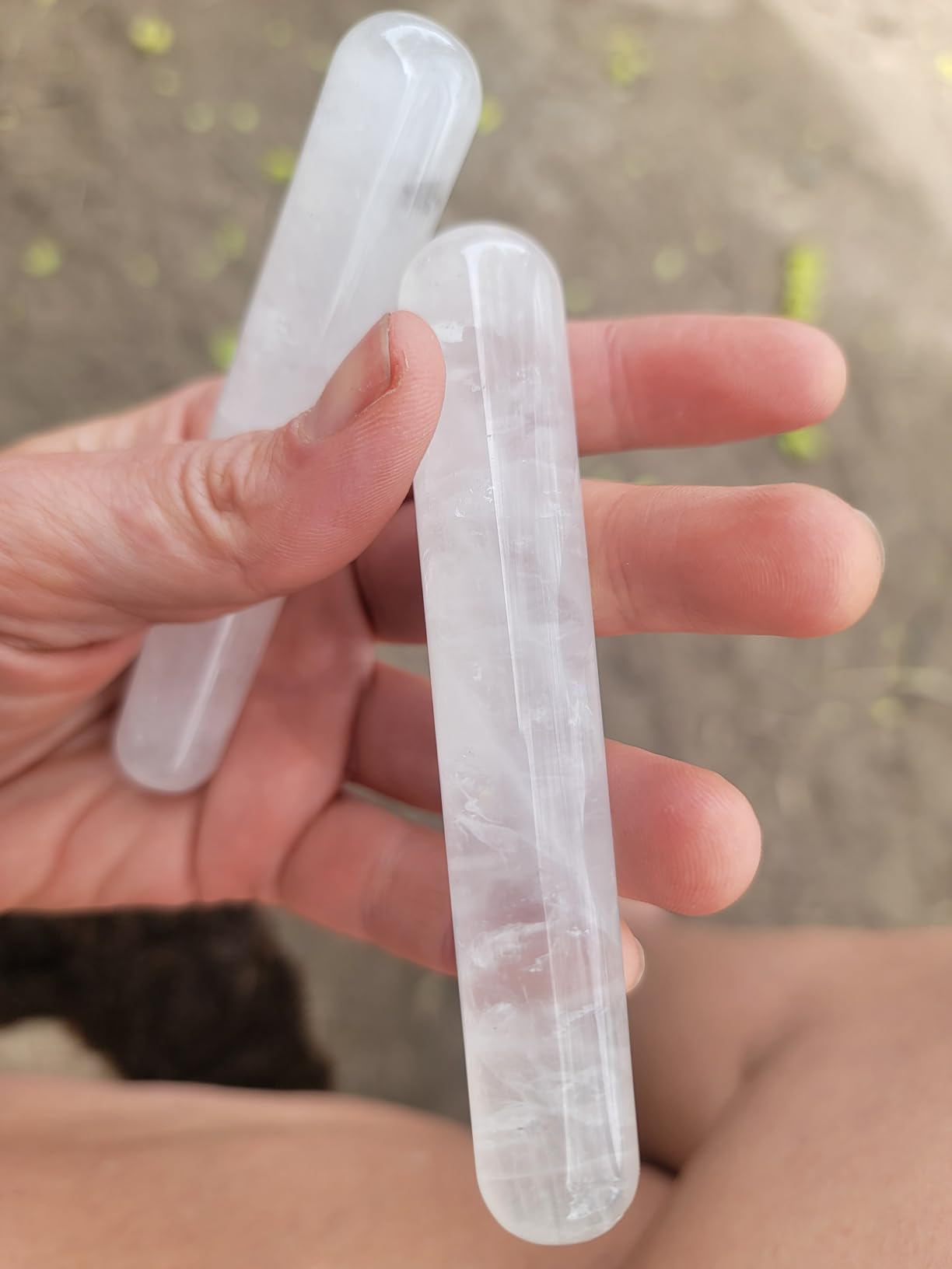 Rose Quartz Crystal Massage Wand Pink | 4inch Gemstone, Acupressure Tool, 2 Piece customer photo 1