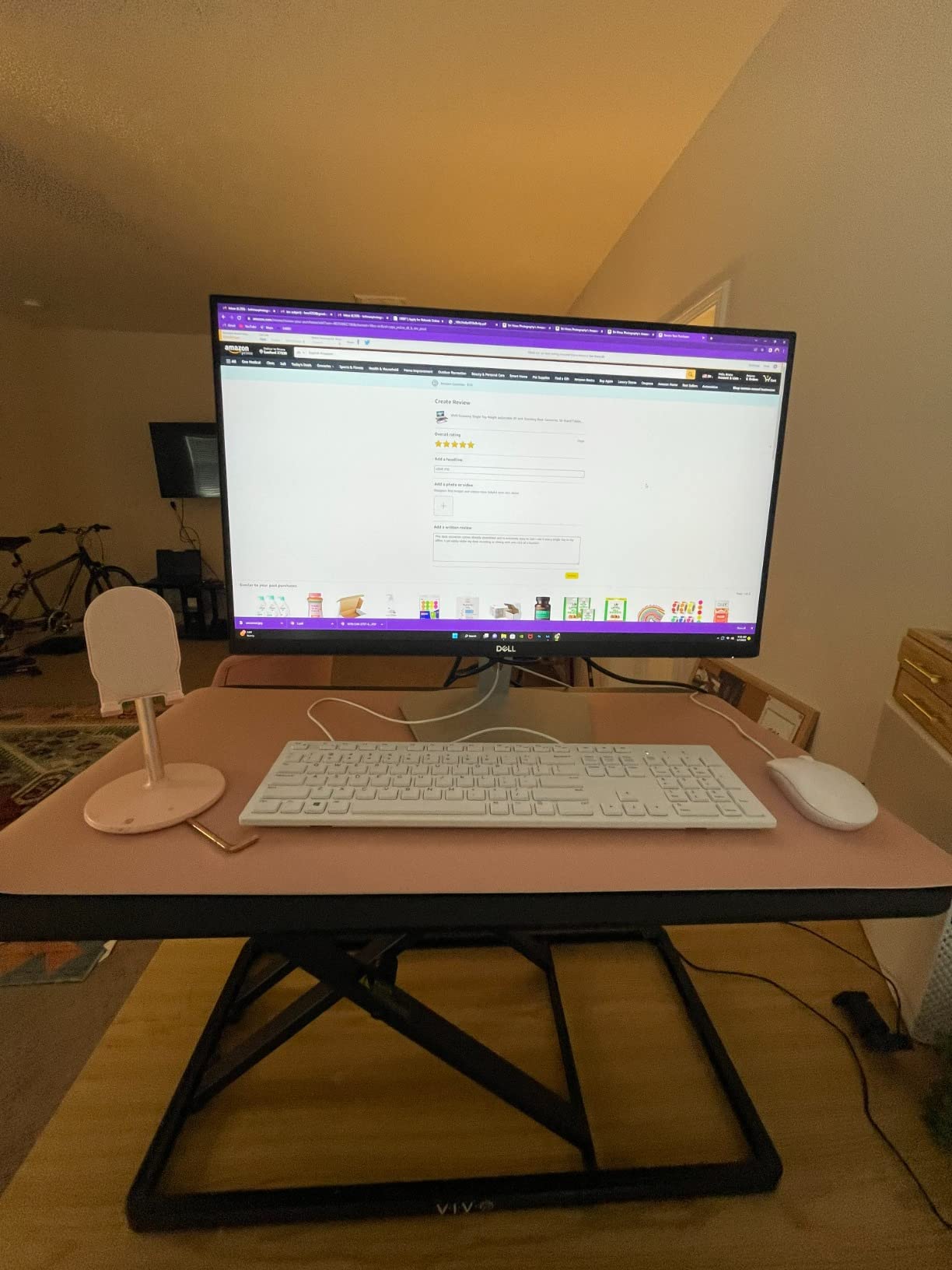 VIVO Black 29 inch Single Top Standing Desk Converter, DESK-V000U, Economy, Height Adjustable, Sit Stand Tabletop Monitor and Laptop Riser Workstation customer photo 2