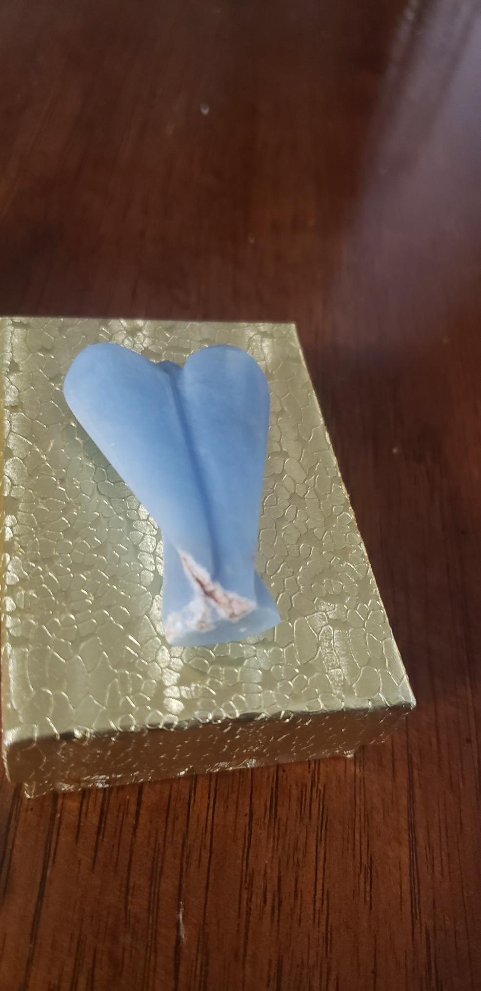 Nelson Creations 2 Inch Angelite Guardian Angel Figurine | Hand-Carved Natural Stone, Soothing, Uplifting, Raising State of Conscious Awareness customer photo 1