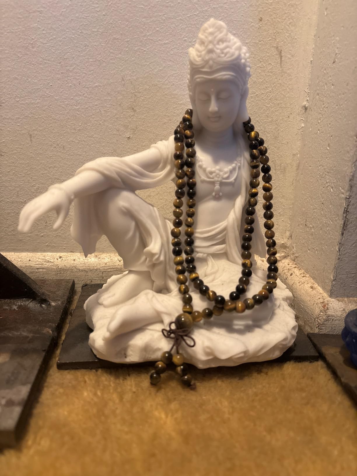 Top Collection Water & Moon Quan Yin Royal Ease Pose Statue- Buddhist Kwan Yin Goddess of Compassion and Mercy Sculpture in White Marble Finish - 7.25-Inch Collectible Figurine customer photo 1
