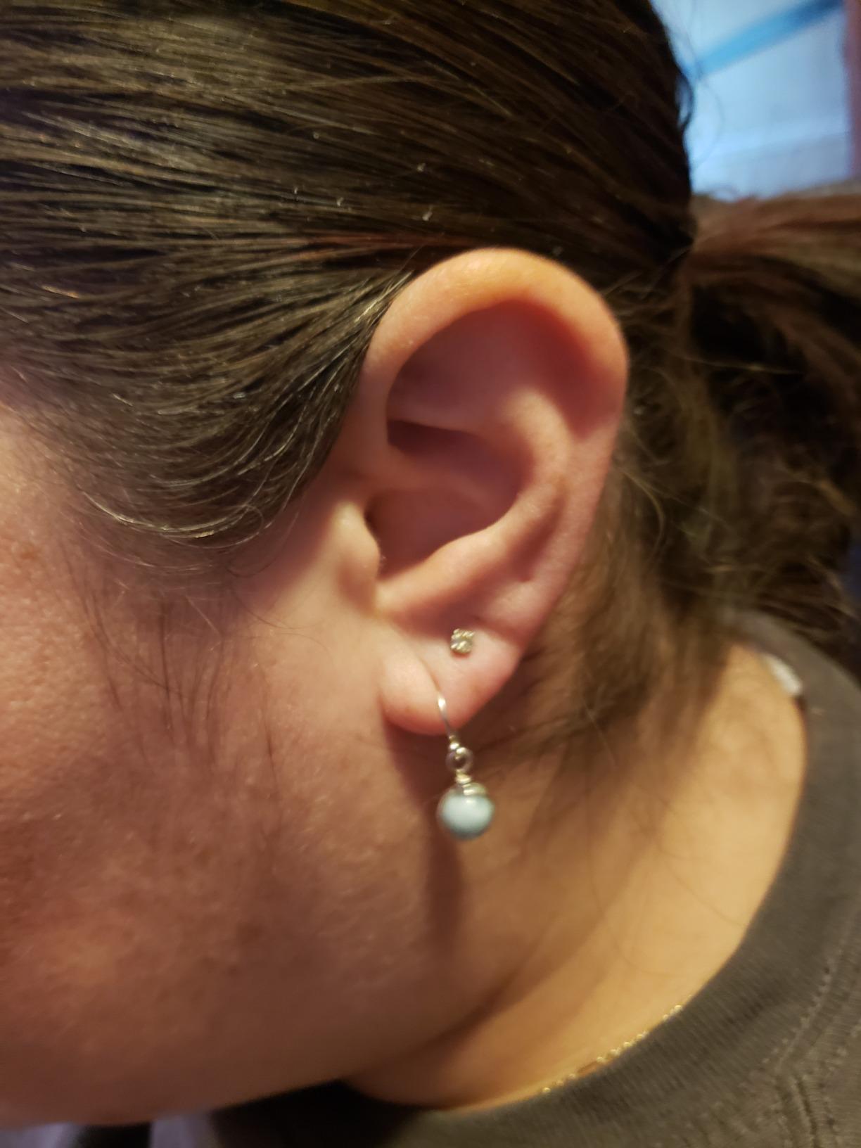 Larimar Drop Earrings for Women, Sterling Silver Filled, March Birthstone | Handmade, Genuine Natural Dominican Gemstones, 925 Silver Caribbean Dangle Jewelry customer photo 1