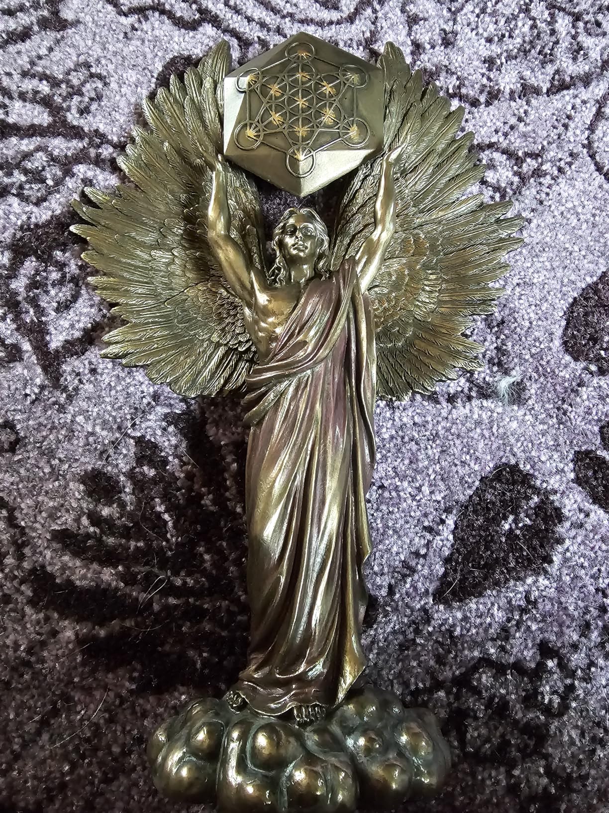 Veronese Design Archangel Metatron Holding Up Sacred Geometry Cube Statue customer photo 1