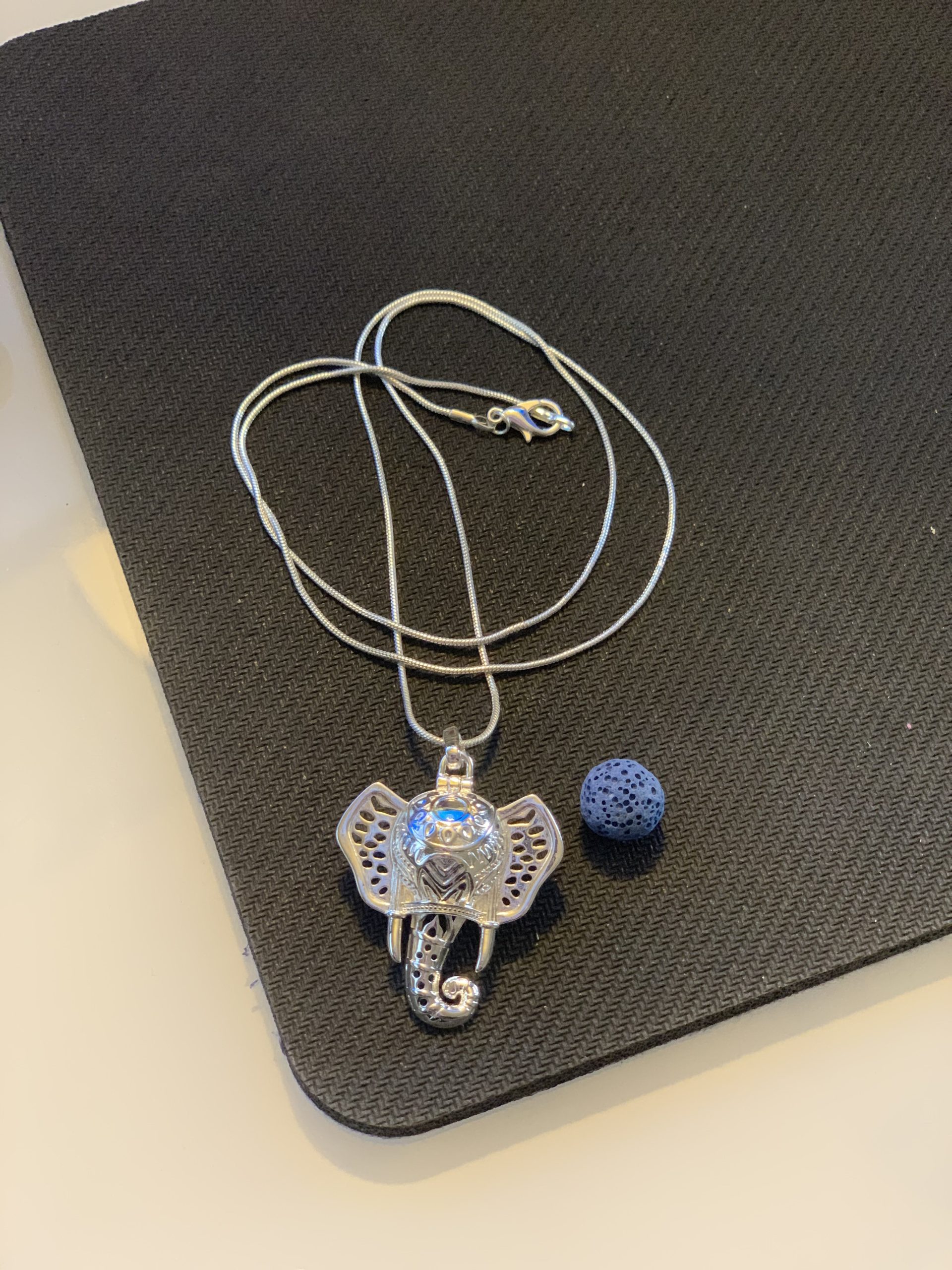 INFUSEU Essential Oil Diffuser Necklace Aromatherapy Jewelry, Small Lotus Flower Pendant with 7 Lava Rock Stones and 24-Inch Snake Chain customer photo 1