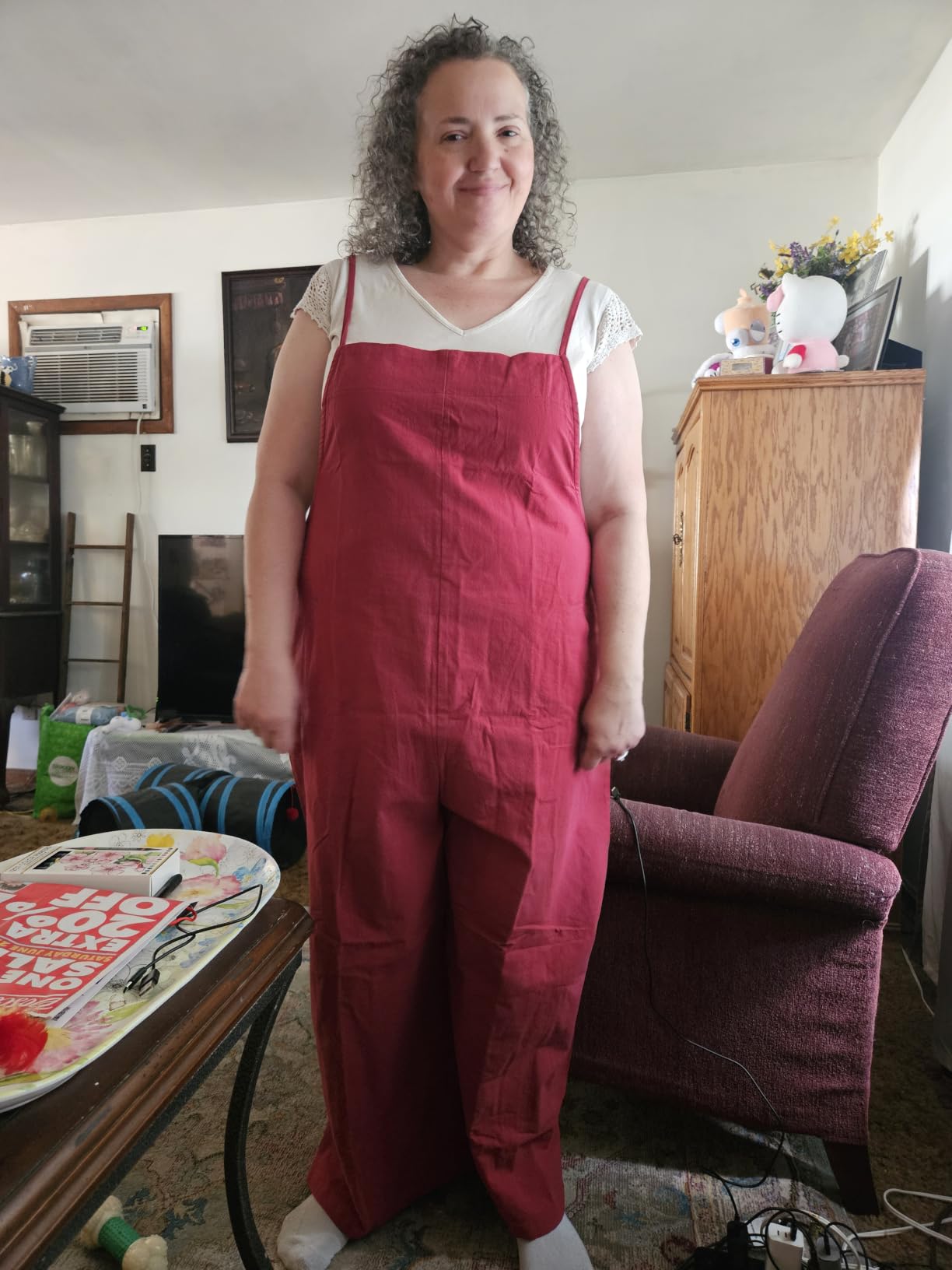 YESNO Women Casual Loose Long Bib Pants Wide Leg Jumpsuits Baggy Cotton Rompers Overalls with Pockets customer photo 2