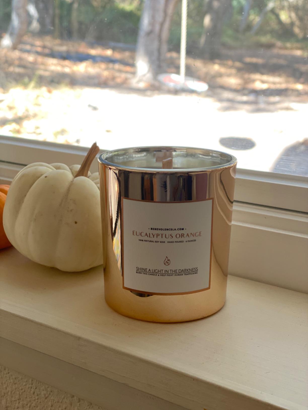 Benevolence LA Premium Eucalyptus Orange Scented Candle - Long-Lasting, 45-Hour Burn - Luxury Natural Soy Wood Wick Candle for Home - Aromatherapy & Room Decor - 8oz customer photo 1
