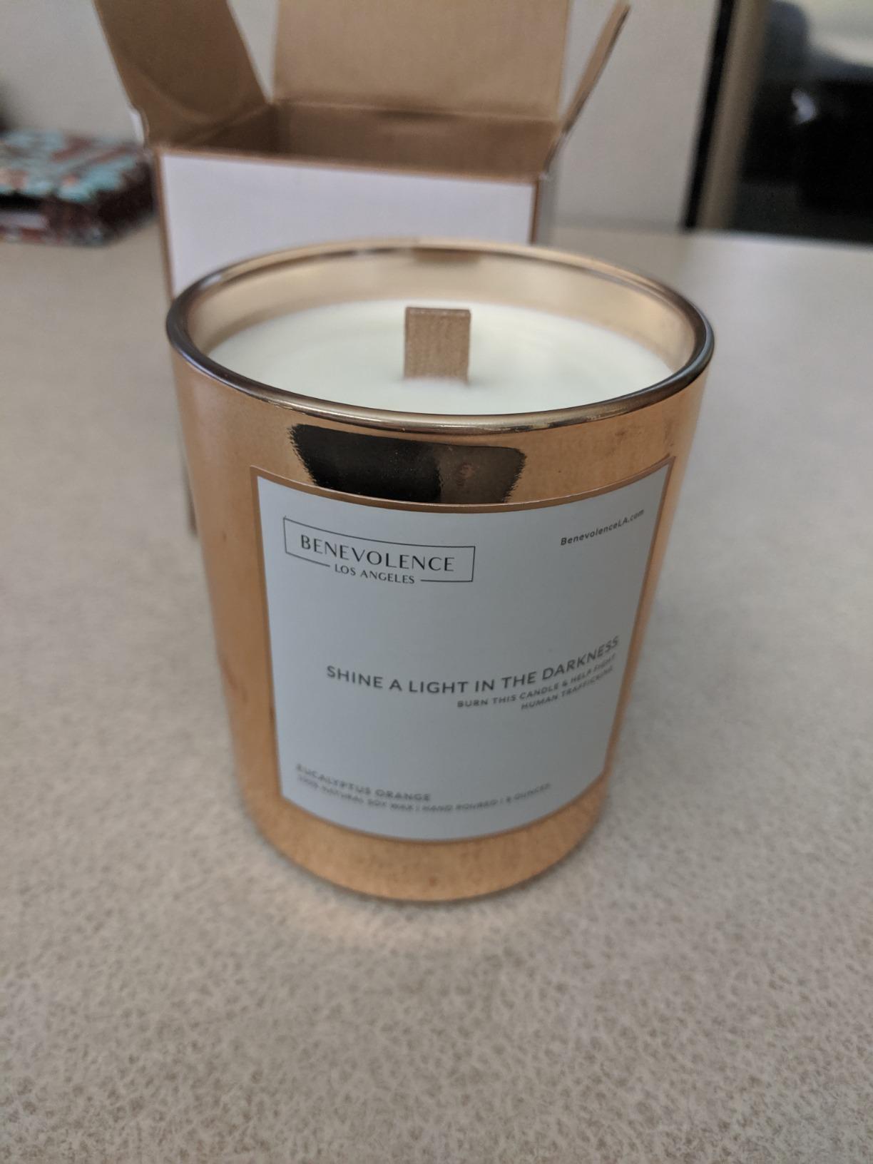 Benevolence LA Premium Eucalyptus Orange Scented Candle - Long-Lasting, 45-Hour Burn - Luxury Natural Soy Wood Wick Candle for Home - Aromatherapy & Room Decor - 8oz customer photo 2