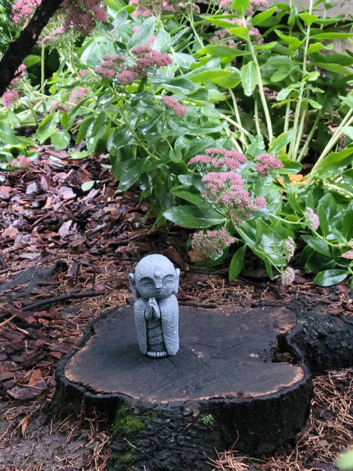 Ebros Japanese Happy Jizo Monk with Hands Clasped in Prayer Mini Statue 4.5