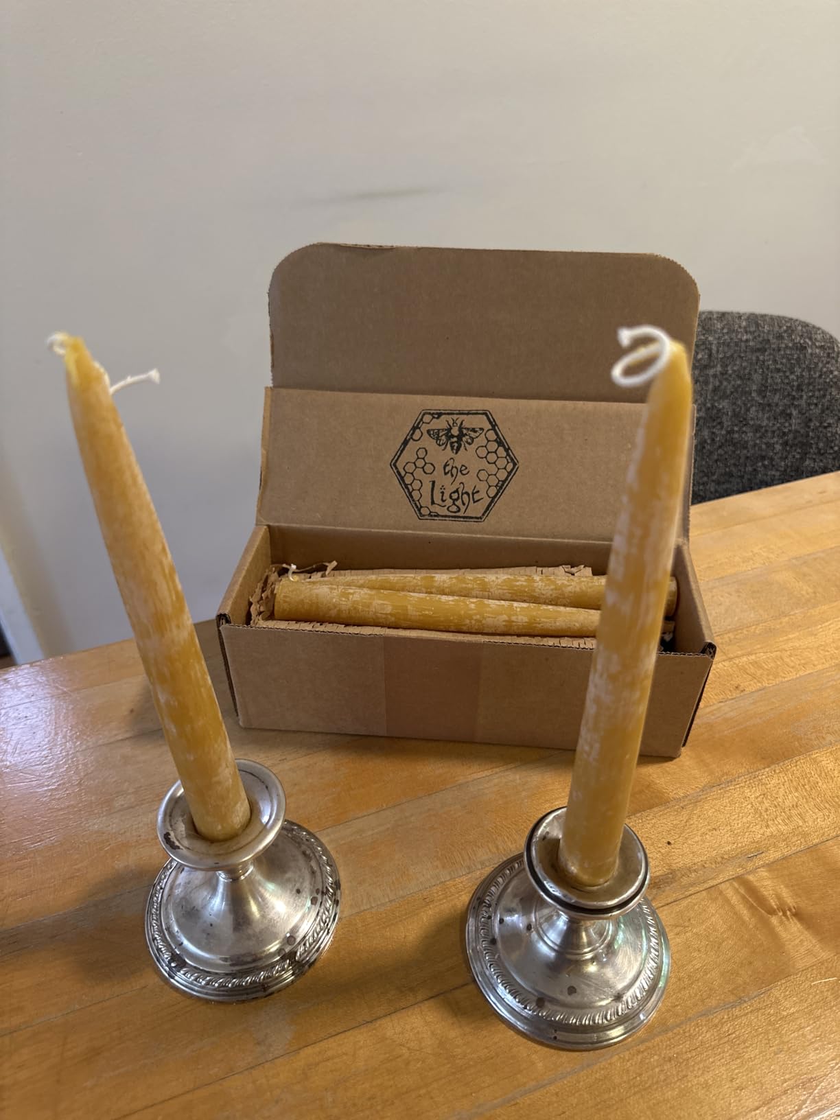 BeeTheLight 100% Pure Beeswax Taper Candles 8.5